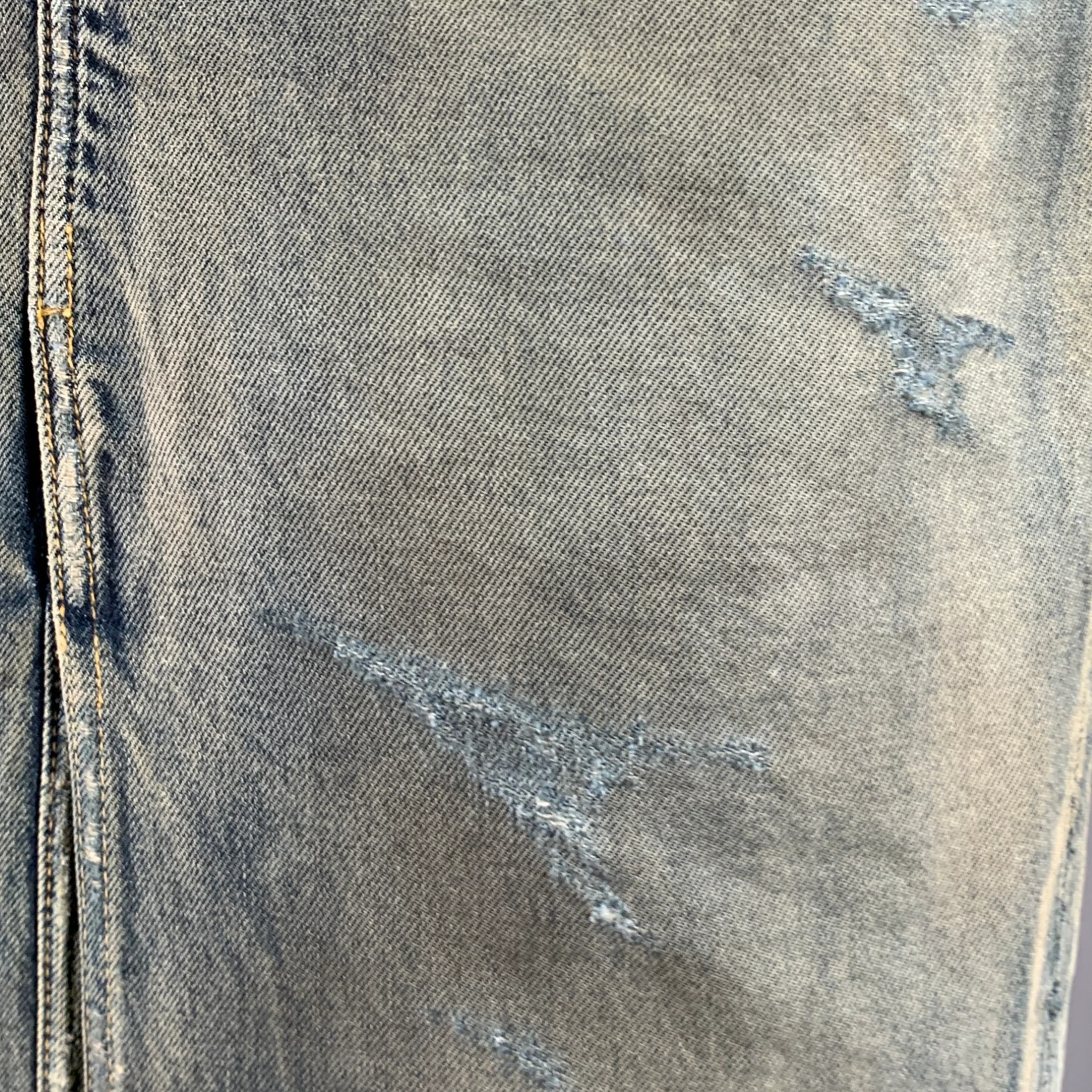 BALENCIAGA Size 2 Blue Mud Wash Cotton Denim Maxi Skirt - Image 9