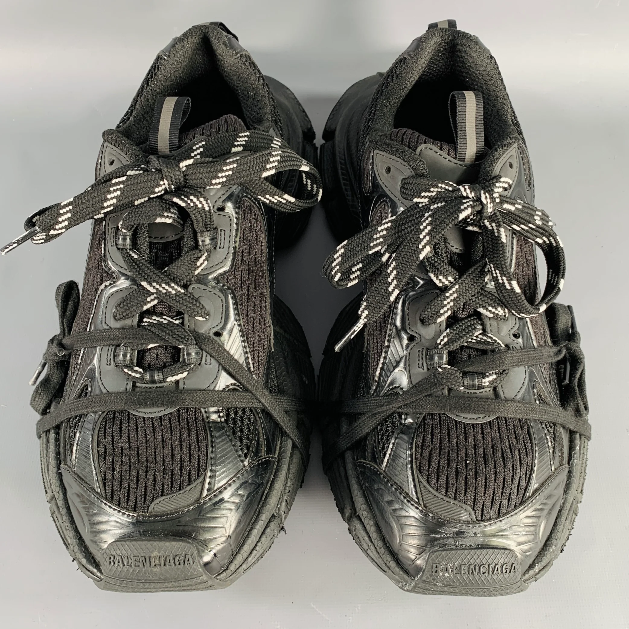 BALENCIAGA Size 8 3XL Black Mesh Polyurethane Low Top Sneakers - Image 4