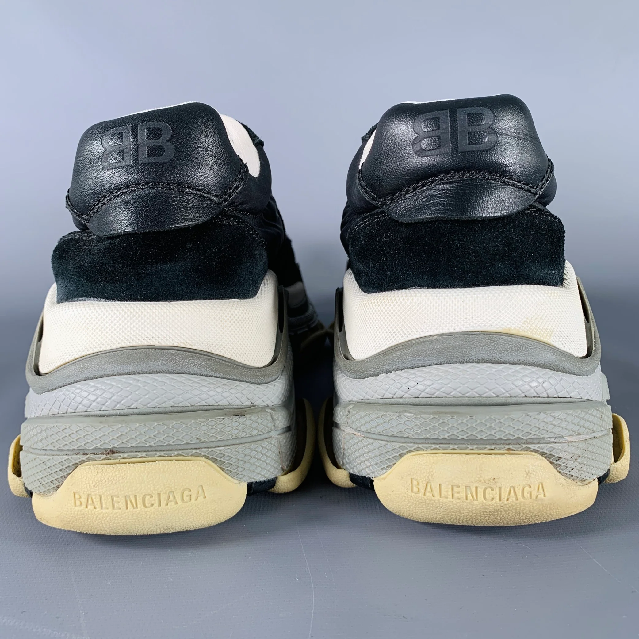 BALENCIAGA Size 8 Black Brown Mixed Fabrics Nylon Rubber Sole Sneakers - Image 3