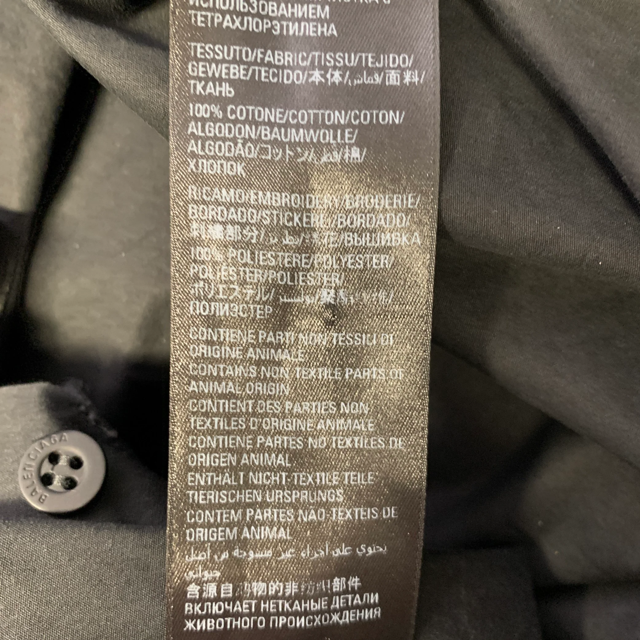 BALENCIAGA Size M Black Cotton Wrap Shirt - Image 9