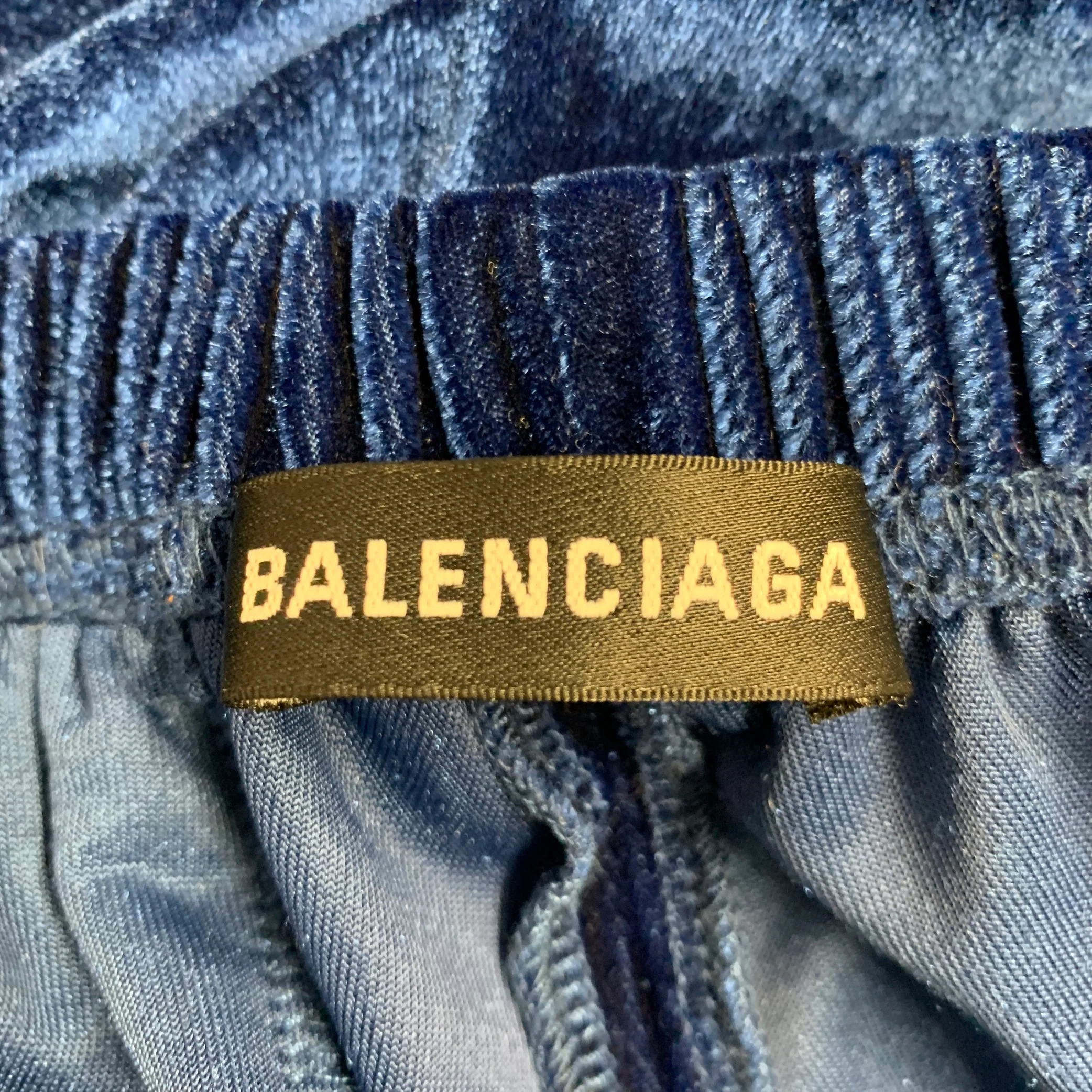 BALENCIAGA Size S Blue Velvet Polyester Blend Drop Crotch Casual Pants - Image 3