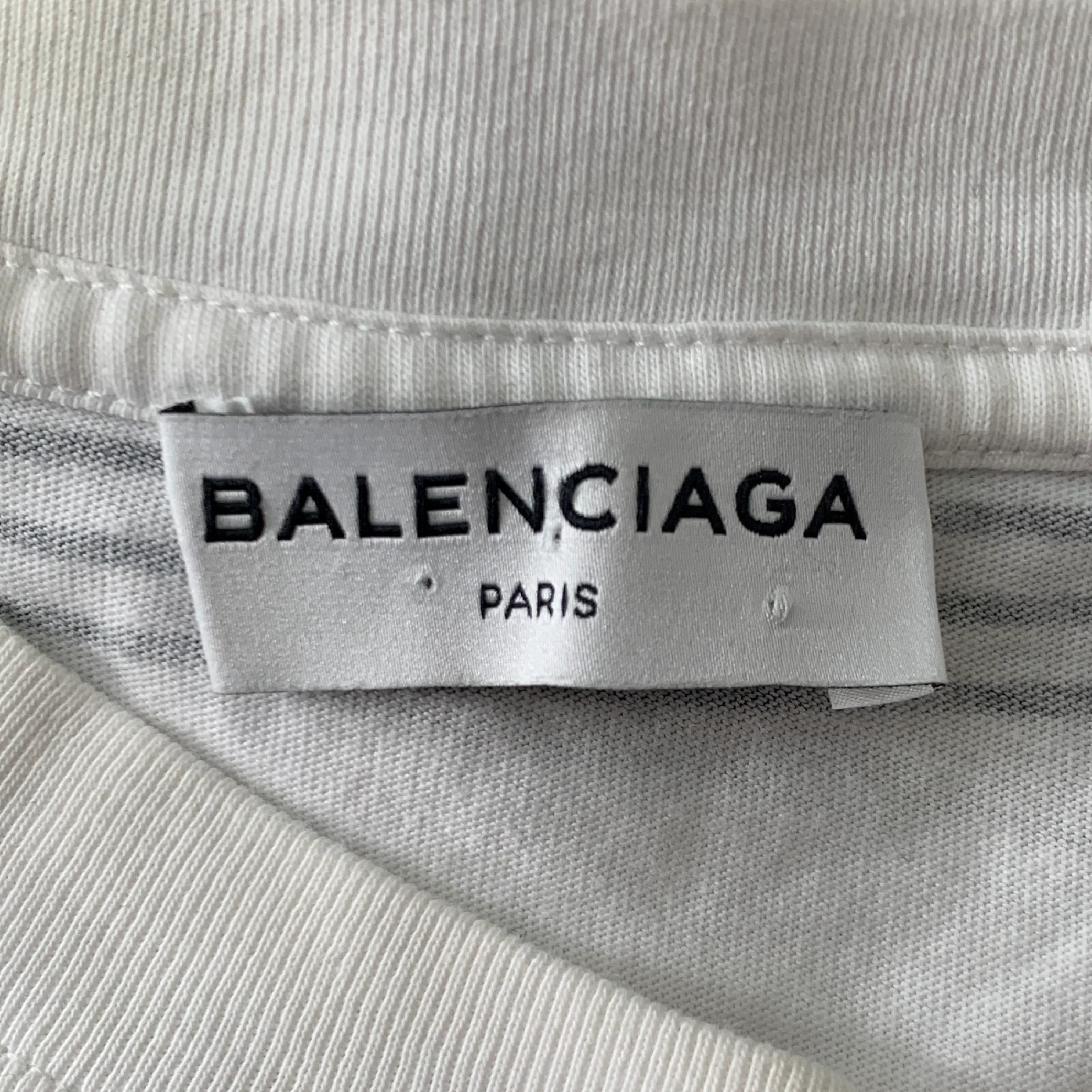 BALENCIAGA Size S White Black Stripe Cotton Cape T-shirt - Image 5