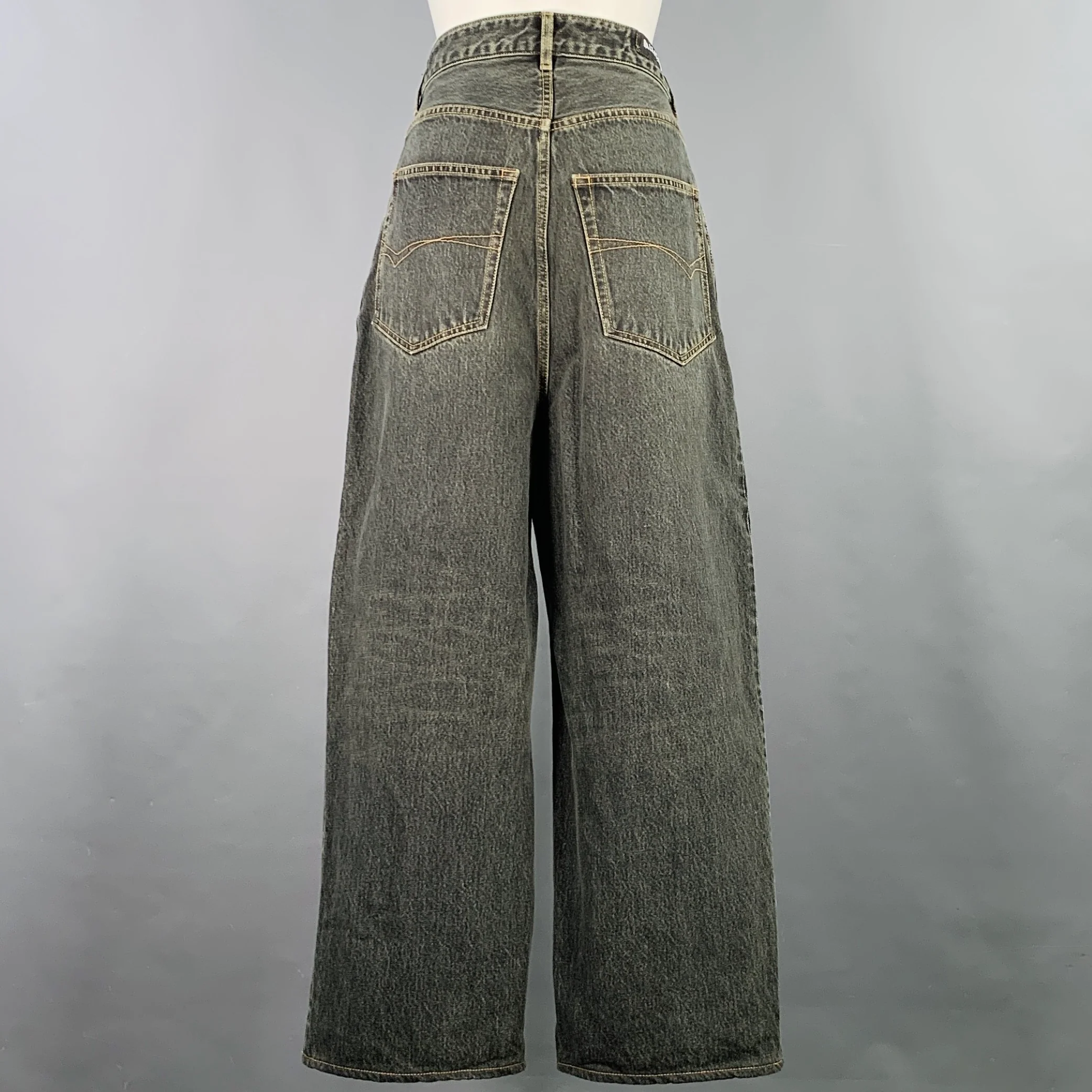 BALENCIAGA Size XS Indigo Cotton Wide Leg Jeans - Image 3