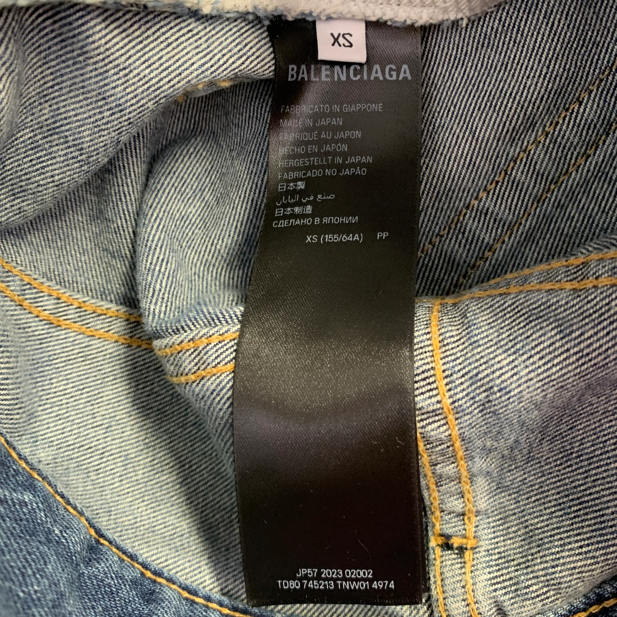BALENCIAGA SS23 Size XS -Super Destroyed- Blue Grey Denim Drop Crotch Jeans - Image 9
