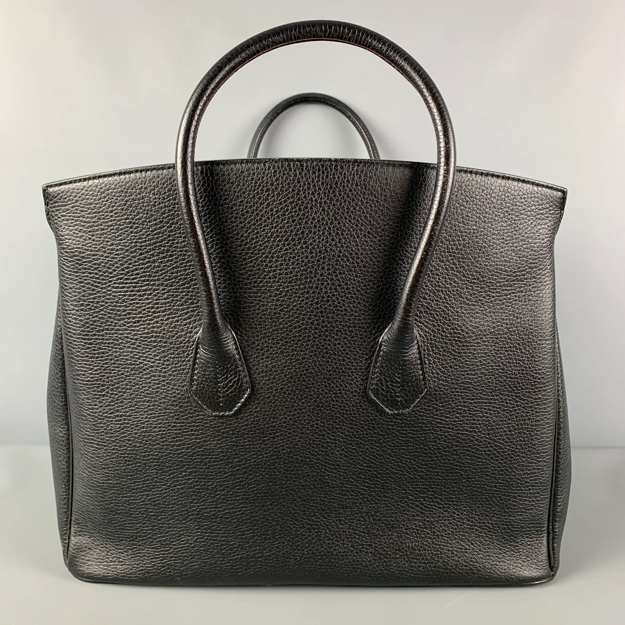 BALLY Black Pebble Grain Leather Top Handles Handbag - Image 4