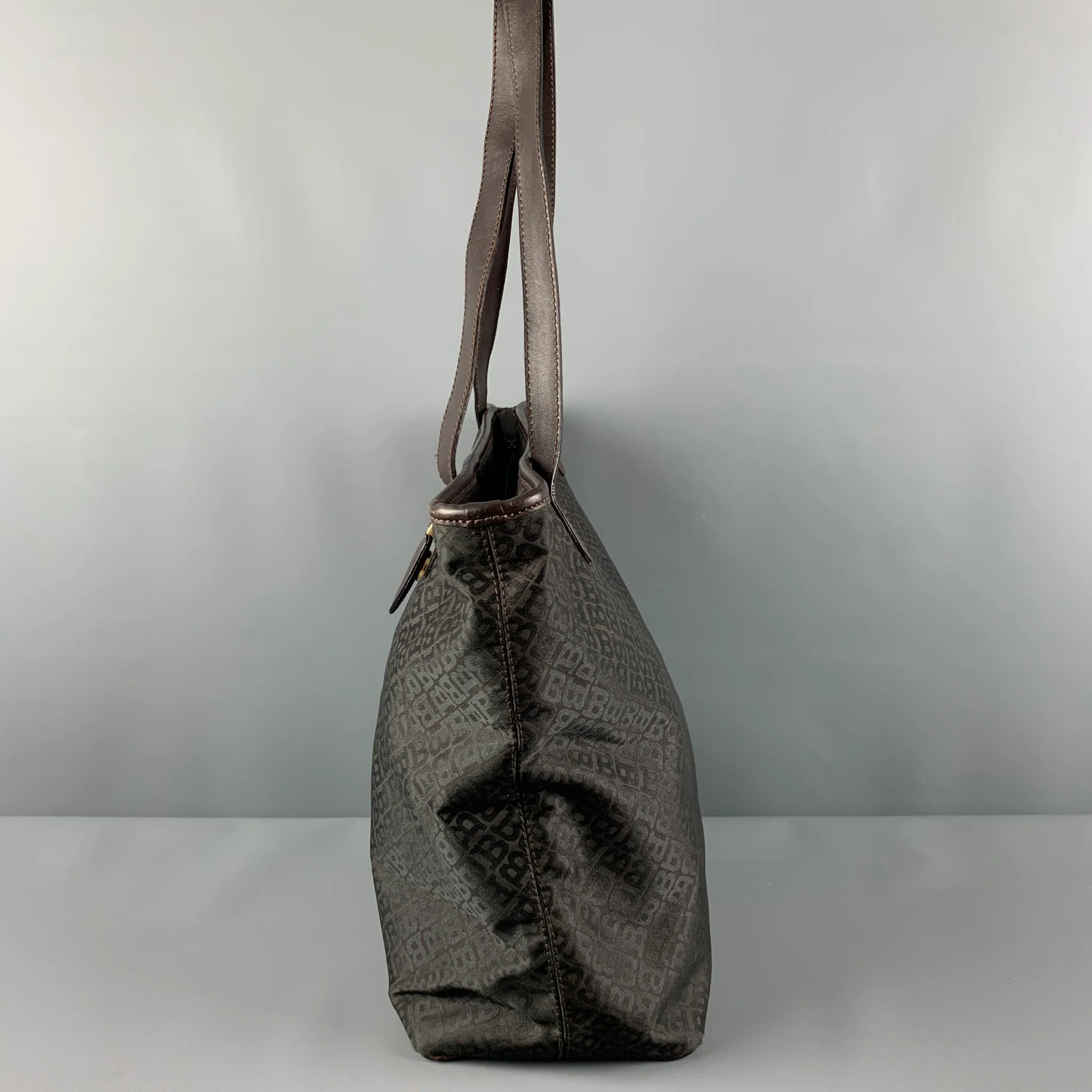 BALLY Brown Monogram Nylon Leather Tote Handbag - Image 5