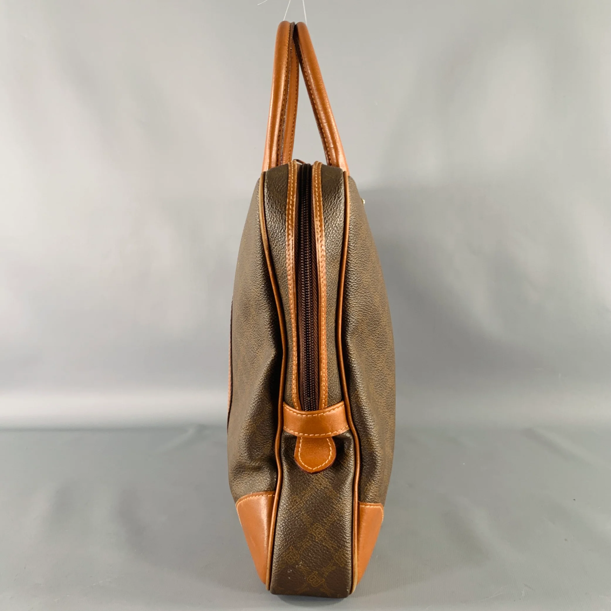 BALLY Brown Tan Monogram Coated Canvas Leather Briefcase - Image 5
