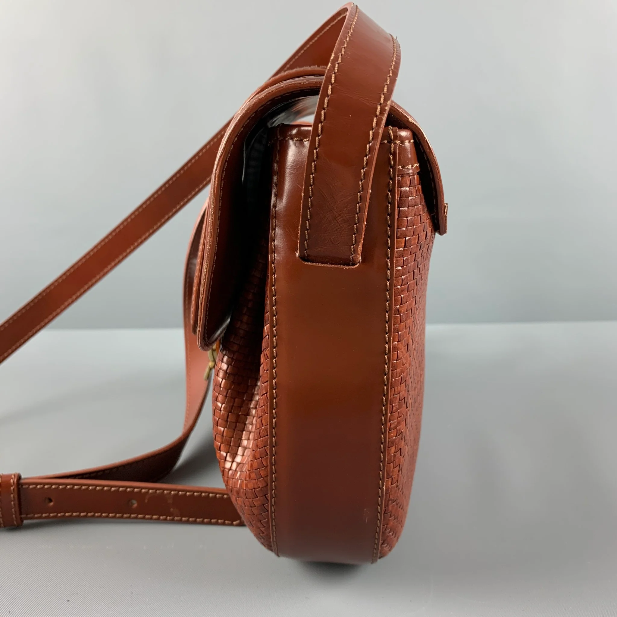 BALLY Brown Woven Leather Cross Body Handbag & Leather Goods - Image 5