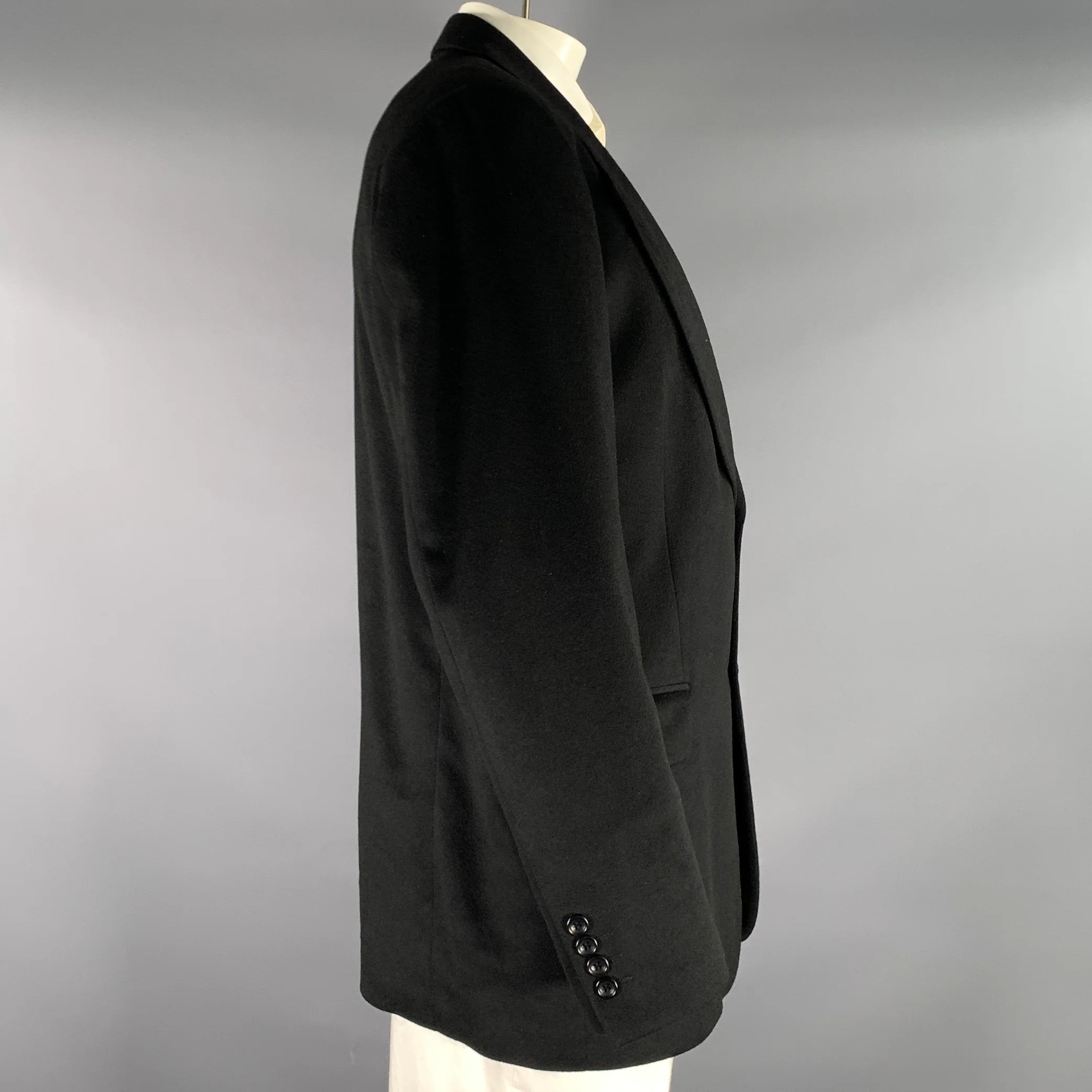 BALLY Chest Size 42 Black Textured Cashmere Notch Lapel Sport Coat - Image 2