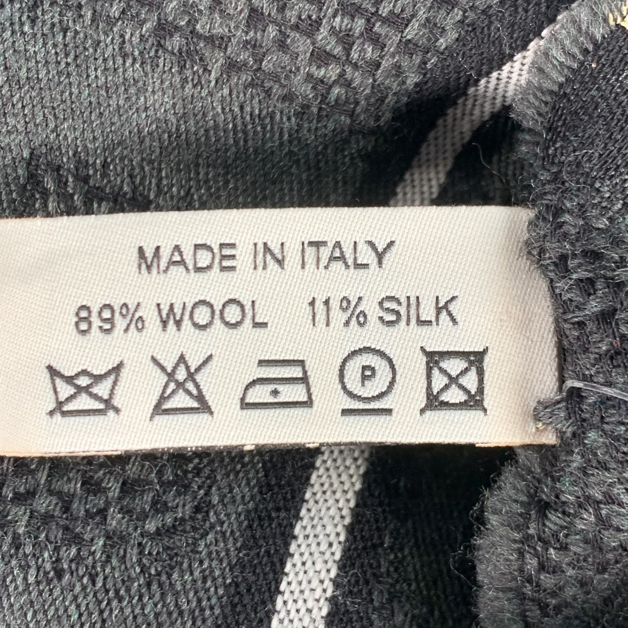 BALLY Grey Black Monogram Logo Wool Silk Fringe Scarf - Image 5