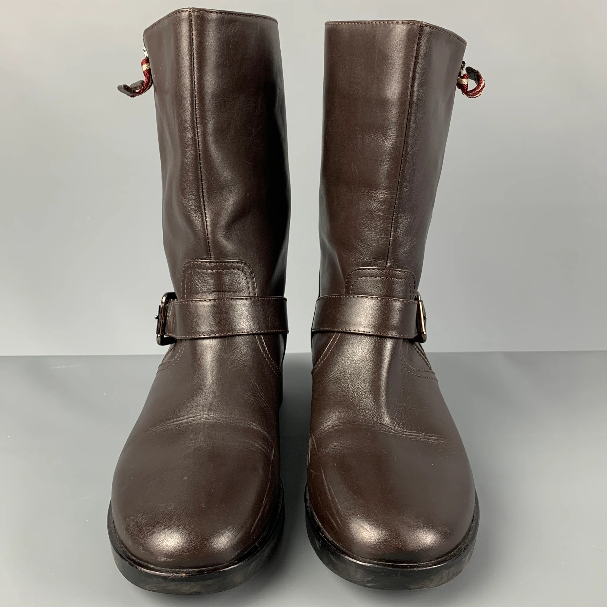 BALLY DESIA Size 12 Brown Leather Solid Belted Women Boots - Image 4