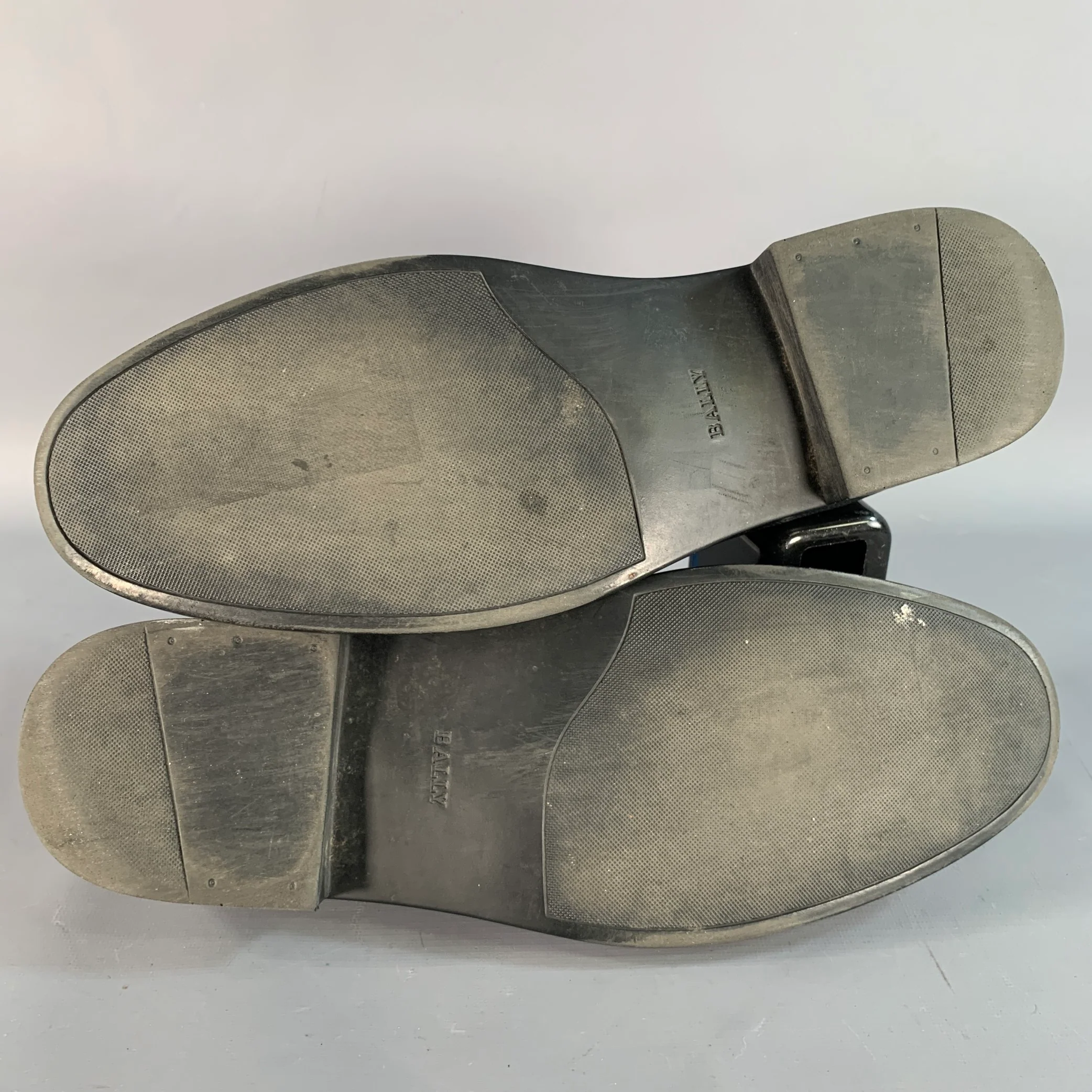 BALLY Size 12 Cadore Black Silver Tone Pebble Grain Leather Horsebit Loafers - Image 6