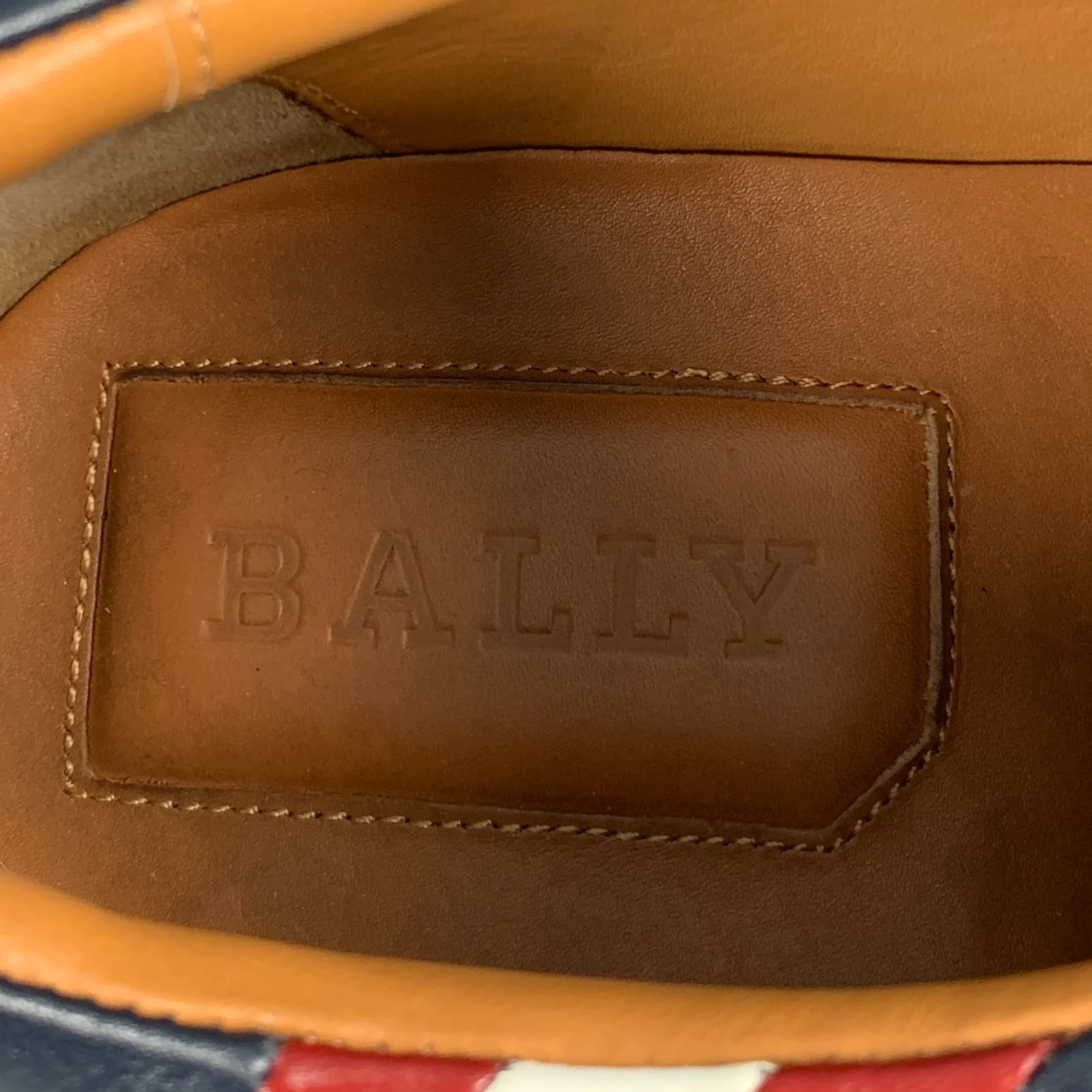 BALLY Size 12 Navy Red Leather Low Top Lace Up Shoes - Image 7