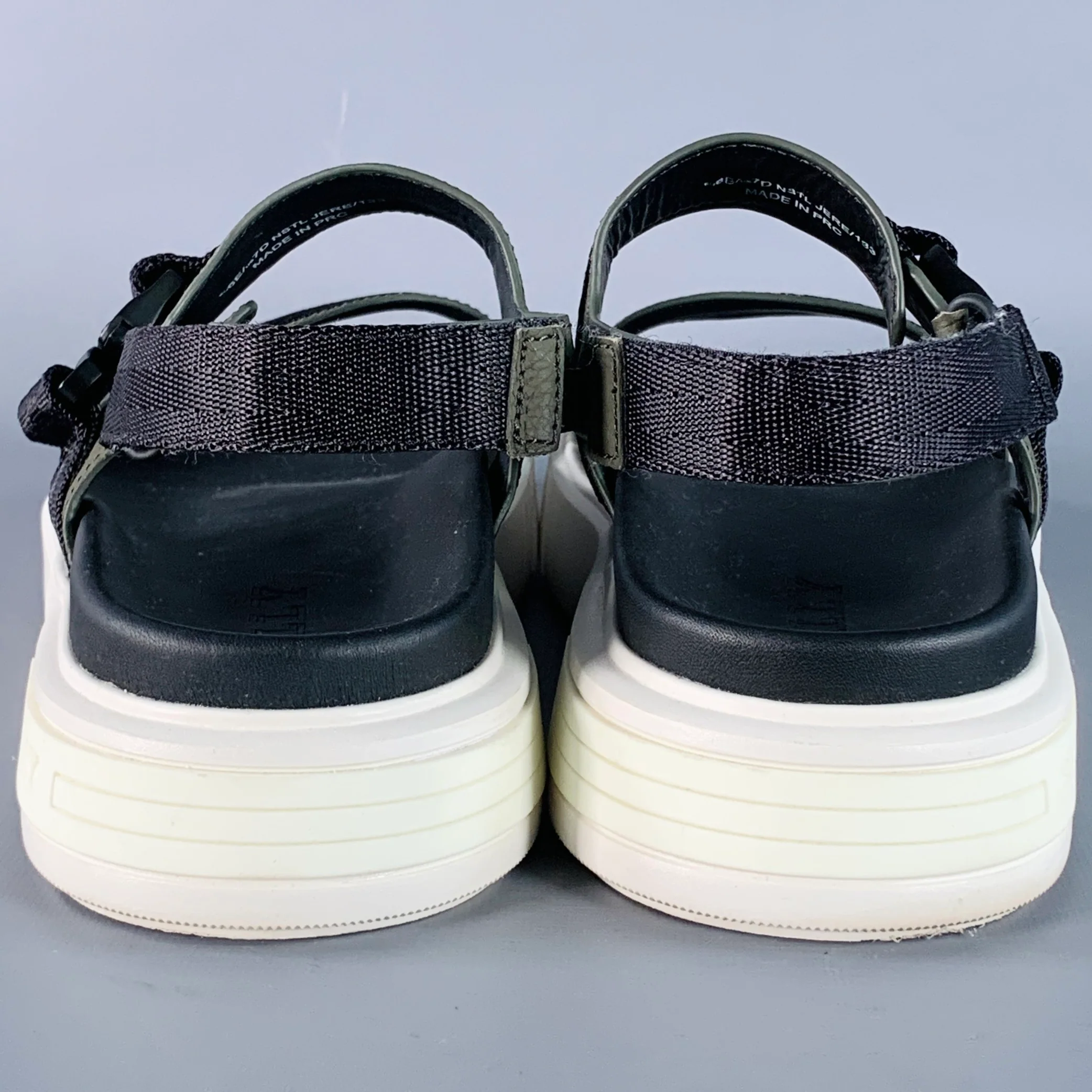 BALLY Size 7 Jere Black Charcoal Nylon Rubber Sole Buckle Sandals - Image 3