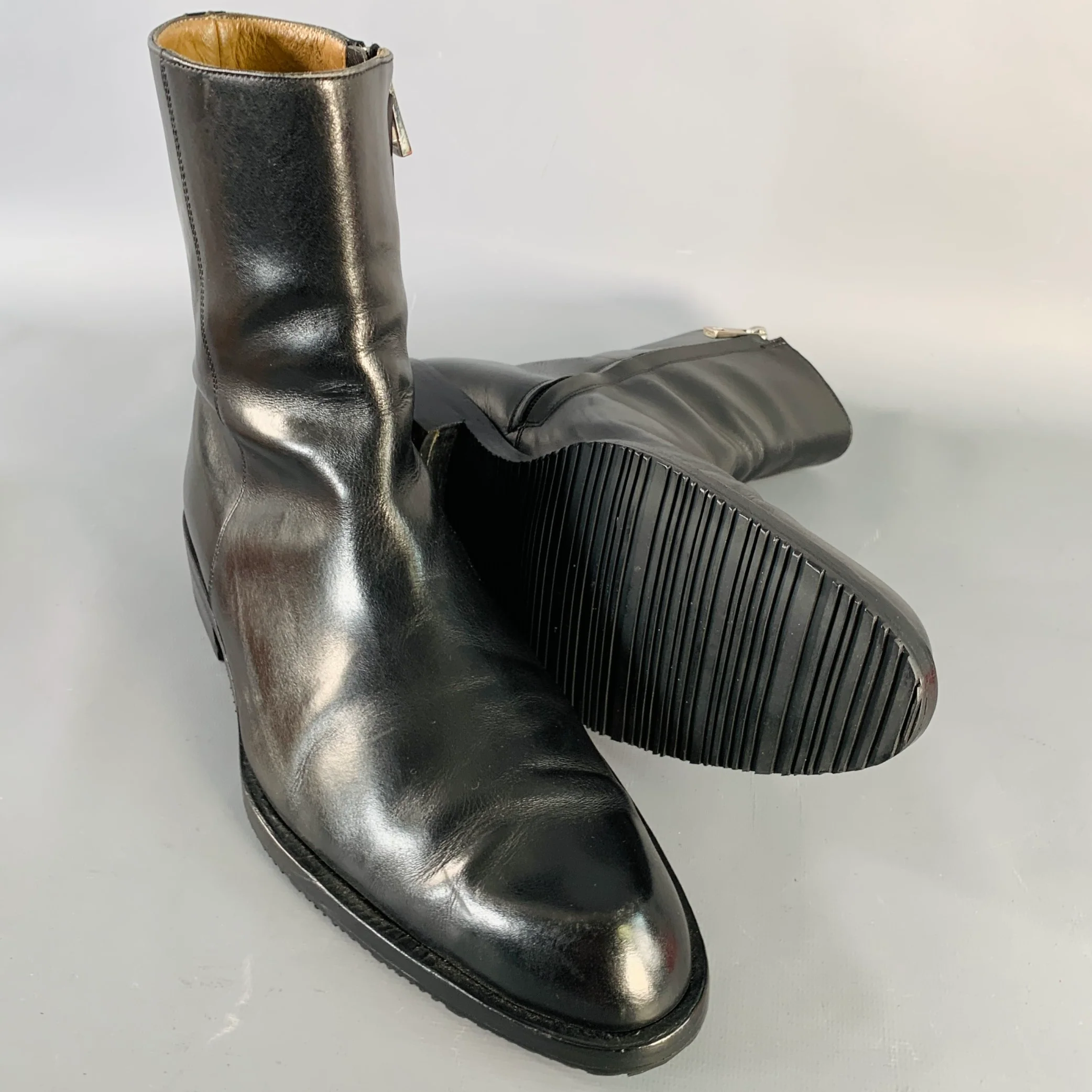 BALLY Size 8 Tholon Black Calfskin Leather Side Zipper Ankle Boots - Image 5