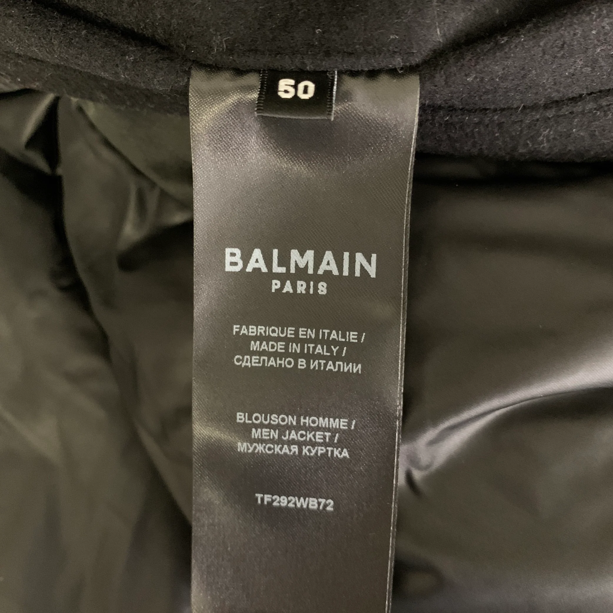 BALMAIN Size 40 Black Red White Patch Wool Faux Leather Varsity Jacket - Image 7