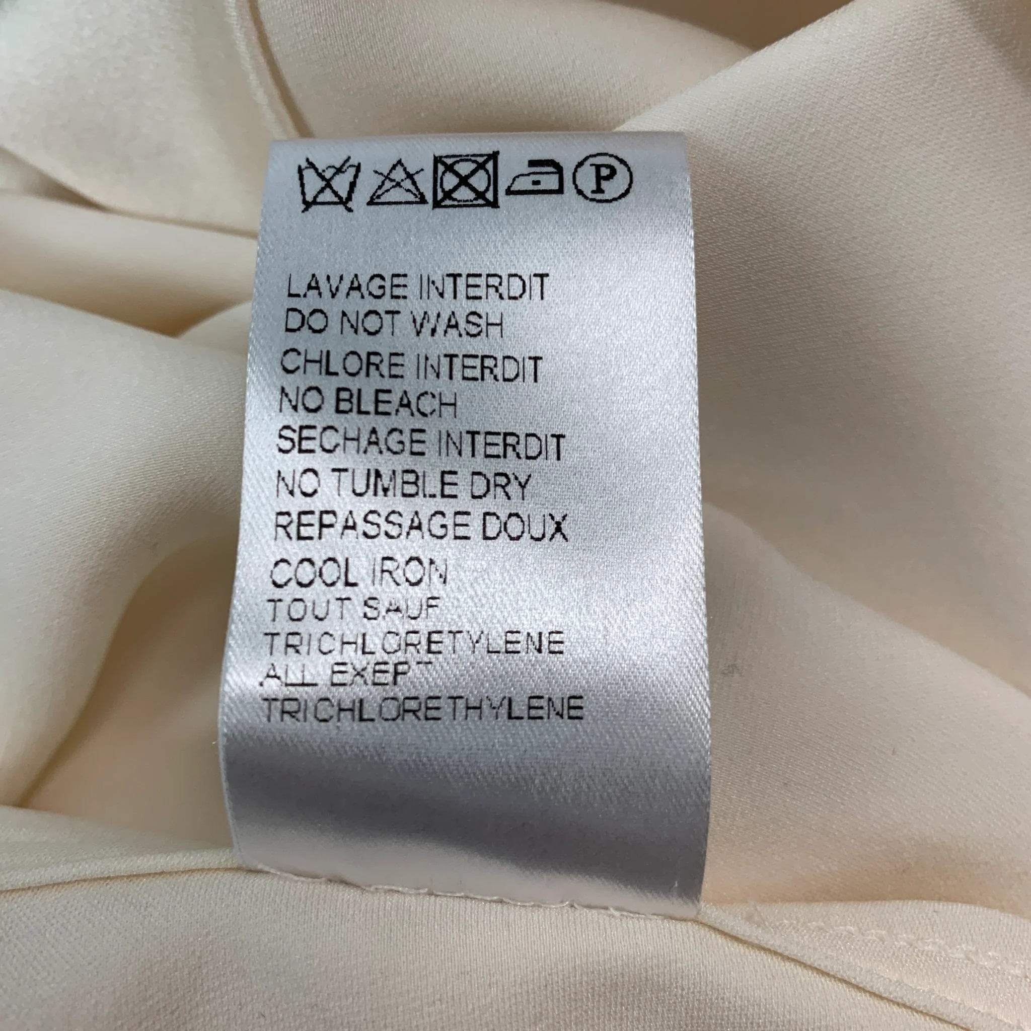 BALMAIN Size 8 Cream Silk Hidden Buttons Dress Top - Image 10