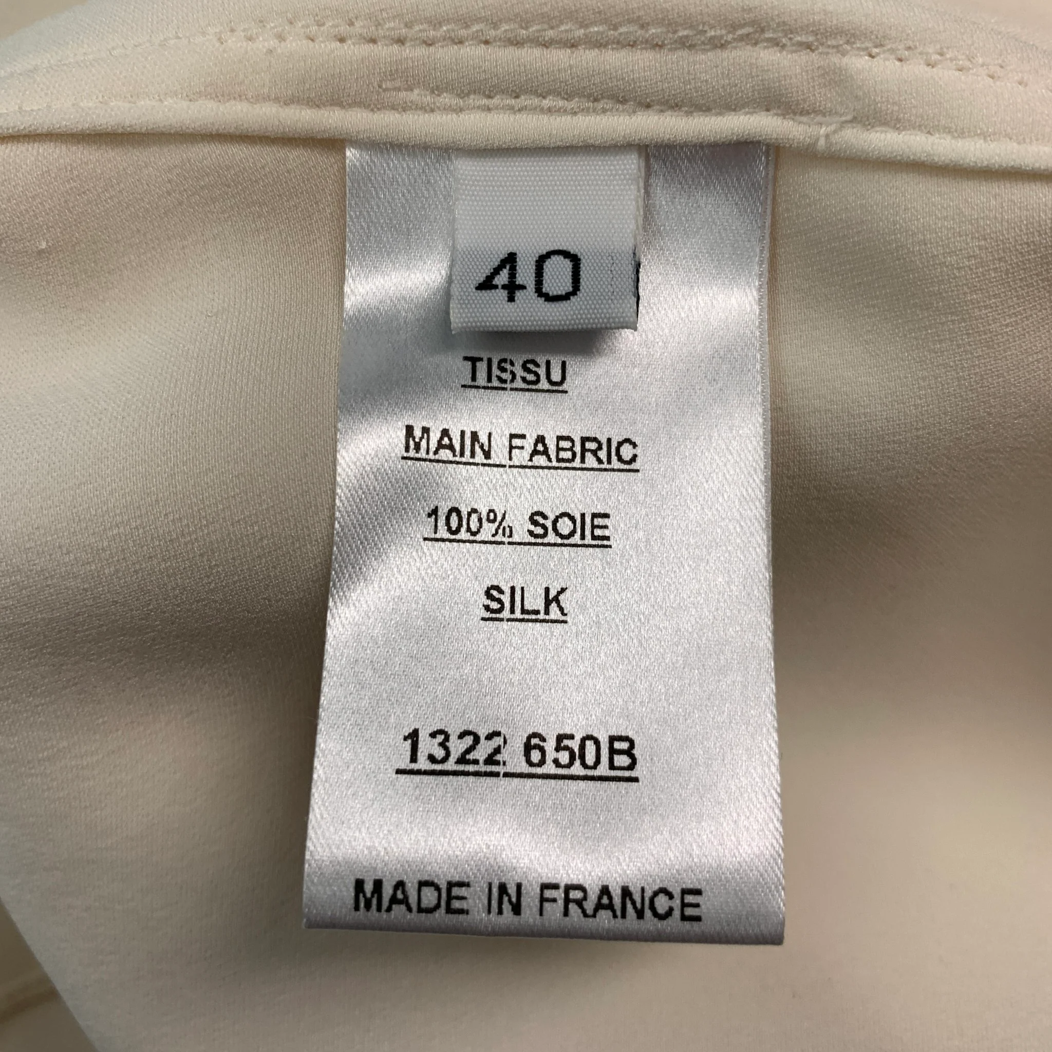 BALMAIN Size 8 Cream Silk Hidden Buttons Dress Top - Image 9