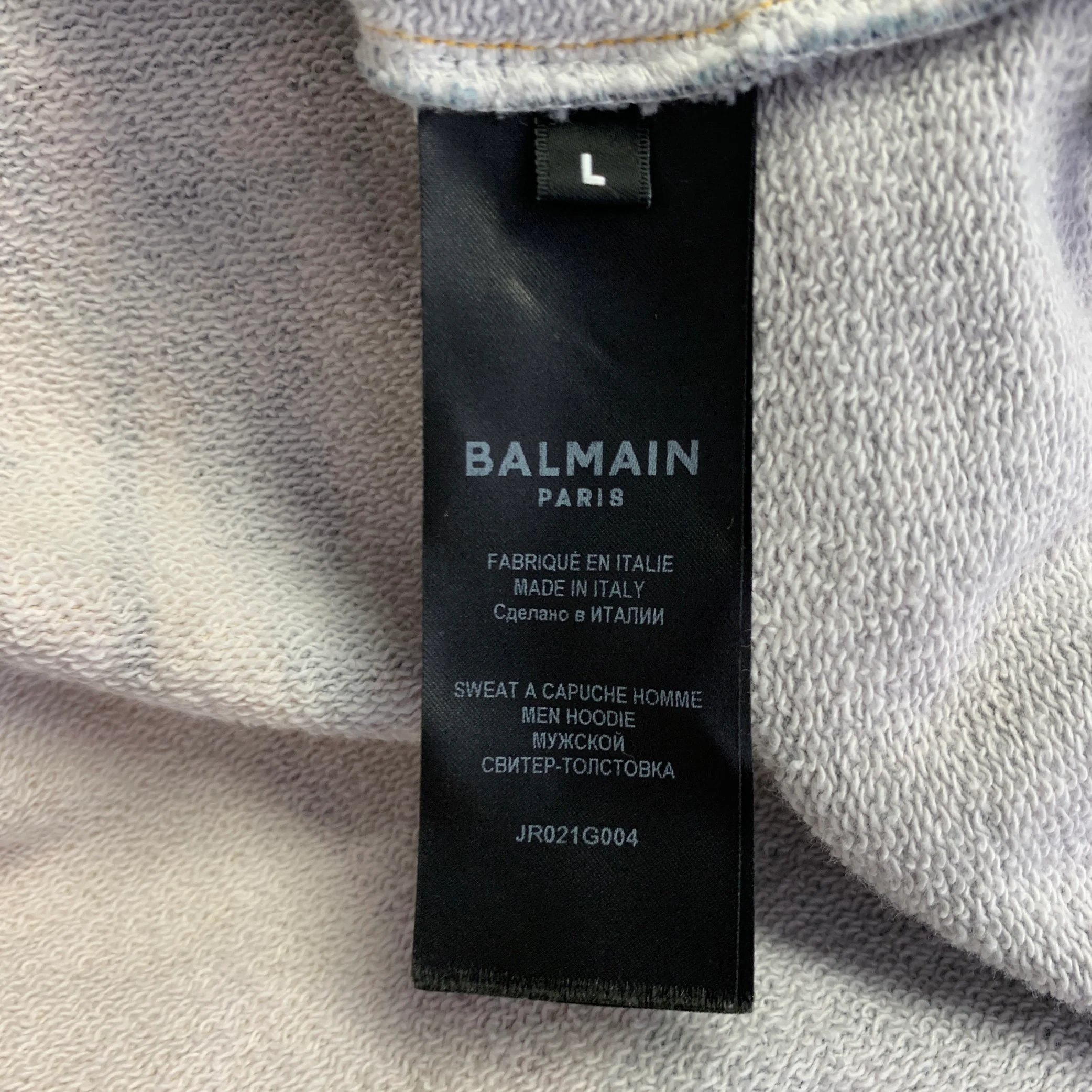 BALMAIN Size L Black Orange Blue Tropical Cotton Hooded Zip Up Sweatshirt - Image 9