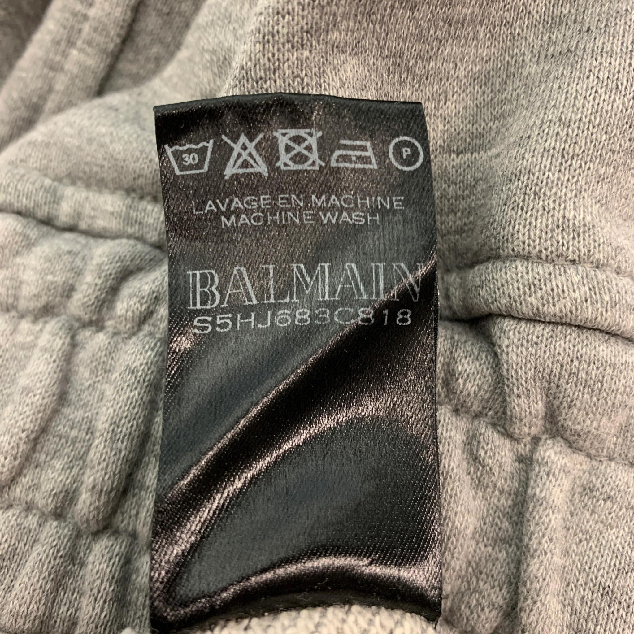 BALMAIN Size M Grey Heather Cotton Sweatpants - Image 5