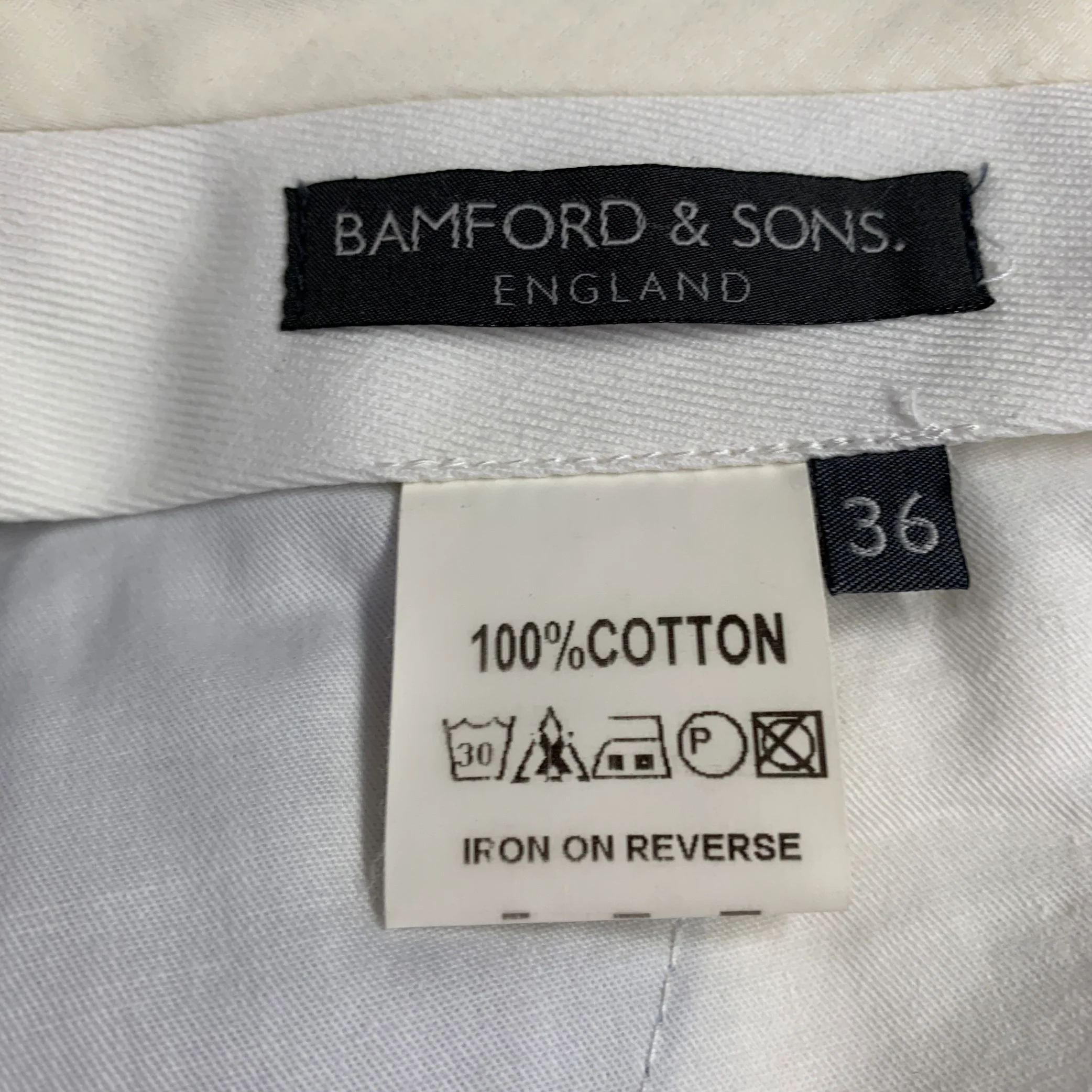 BAMFORD & SONS Size 38 Blue White Nailhead Cotton Flat Front Casual Pants - Image 5