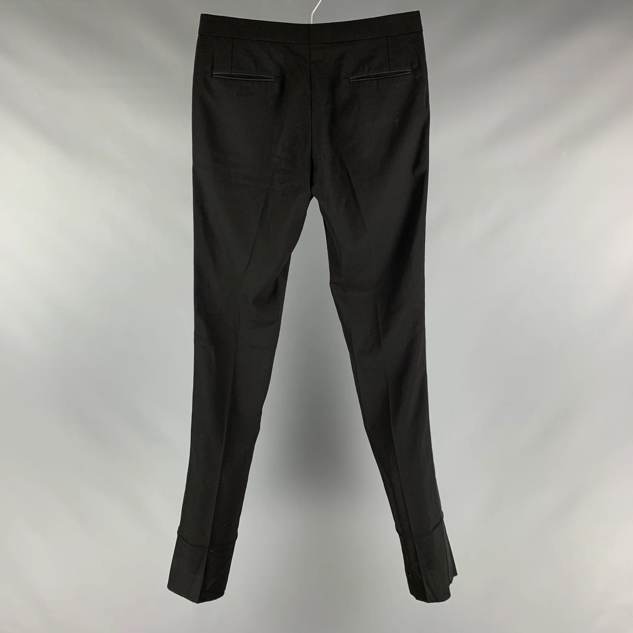 BAND OF OUTSIDERS Size 32 Black Solid Wool Zip Fly Dress Pants - Image 2