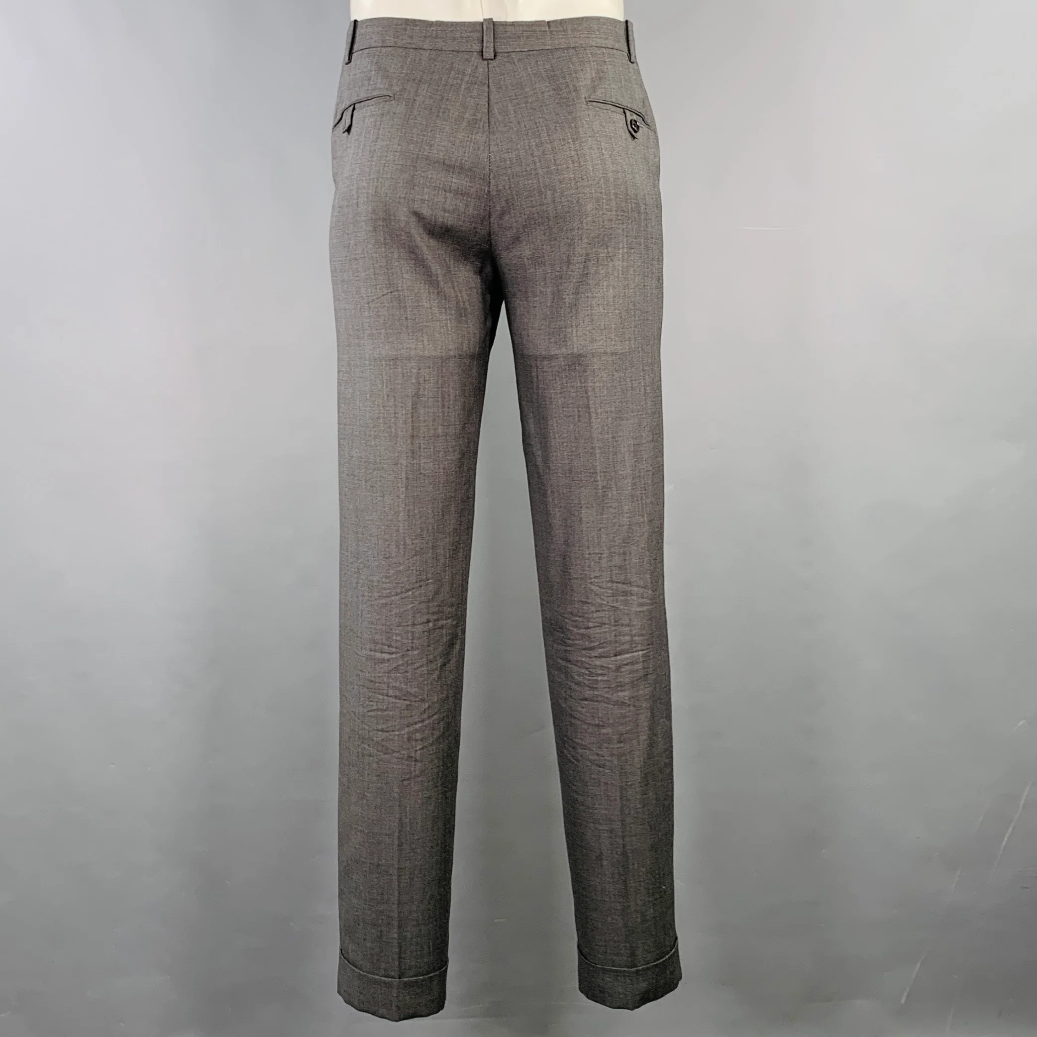 BAND OF OUTSIDERS Size 34 Grey Charcoal Twill Cuffed Dress Pants - Image 2