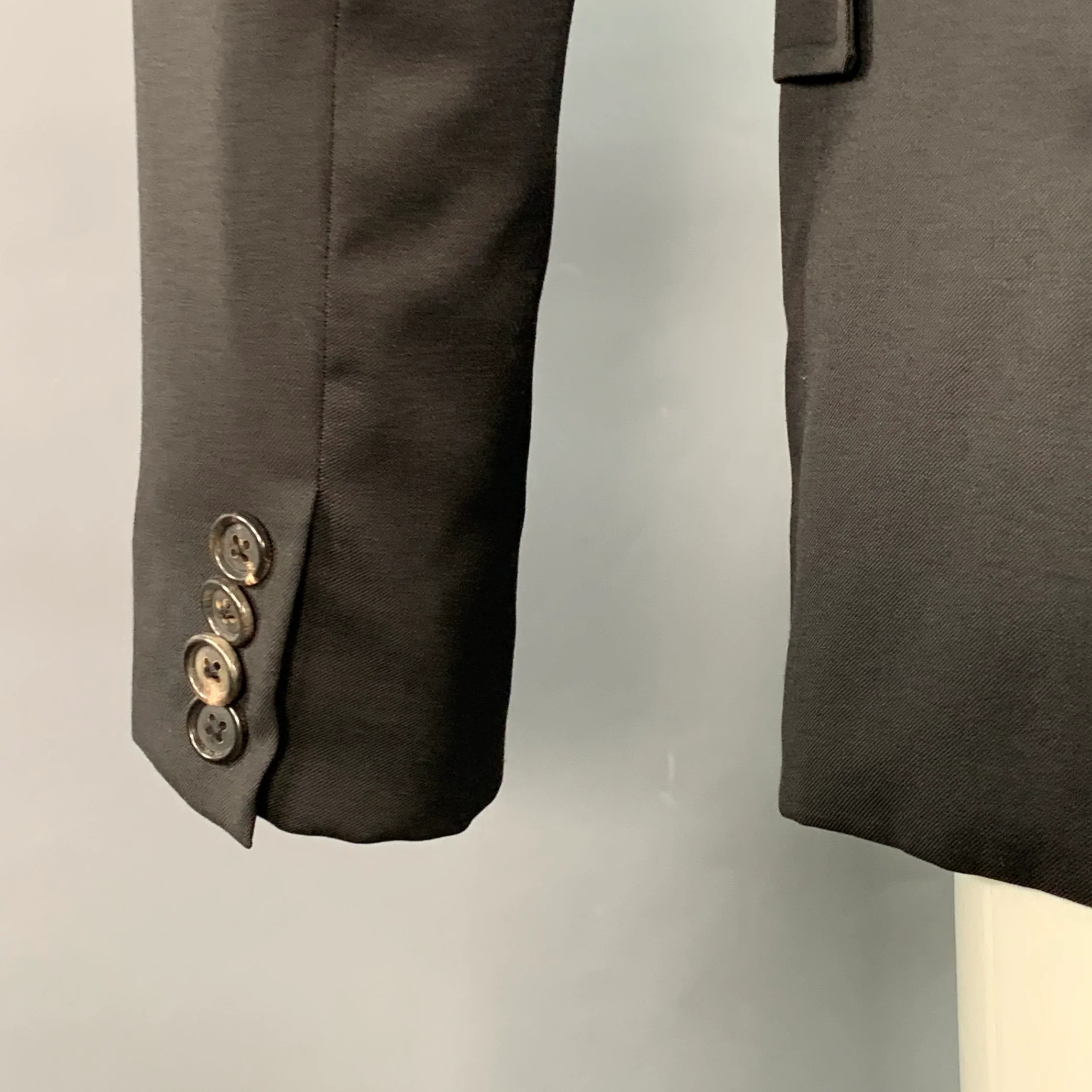 BAND OF OUTSIDERS Size 36 Black Wool Blend Single Breasted Sport Coat - Image 4