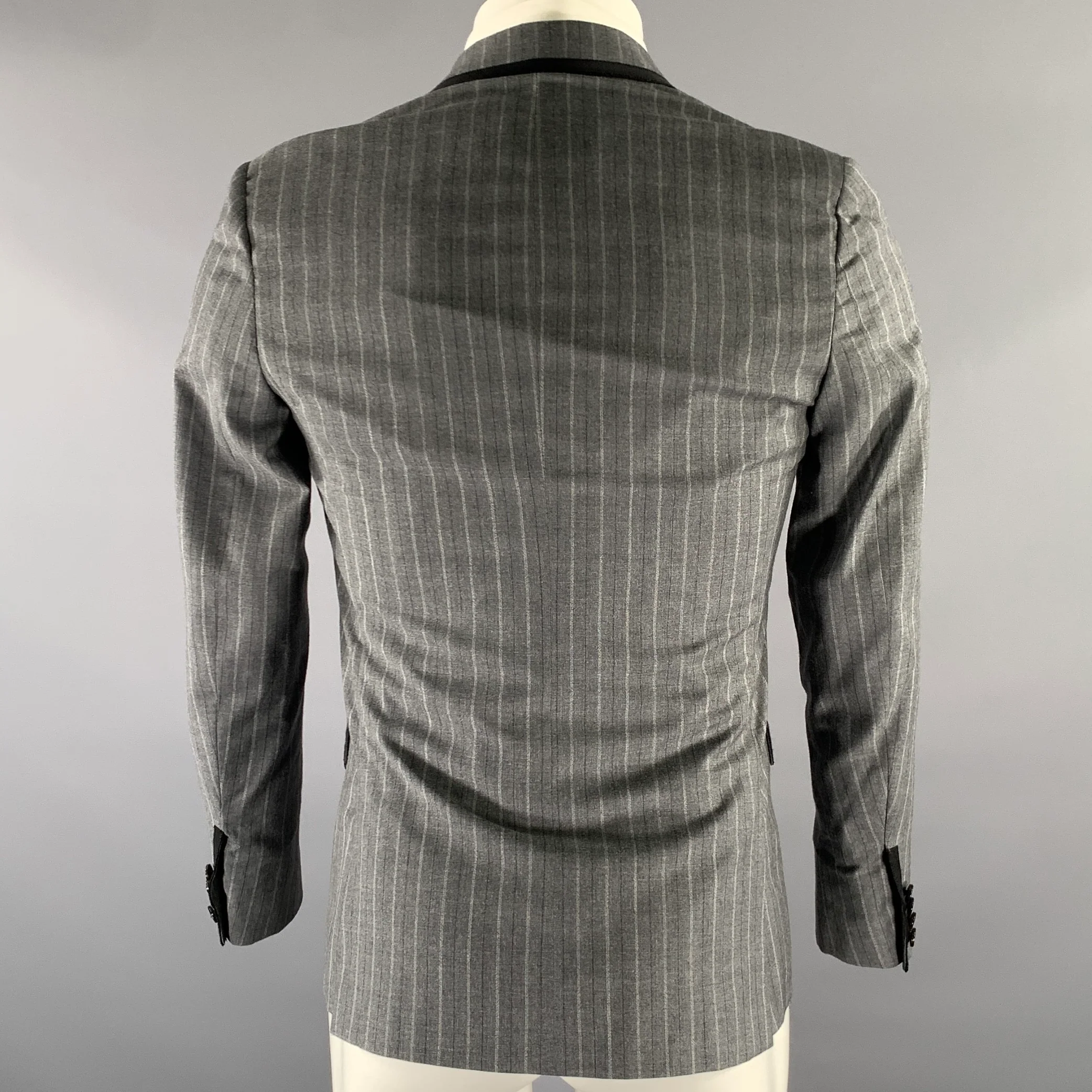 BAND OF OUTSIDERS Size 36 Grey Black Pinstripe Wool Sport Coat - Image 4