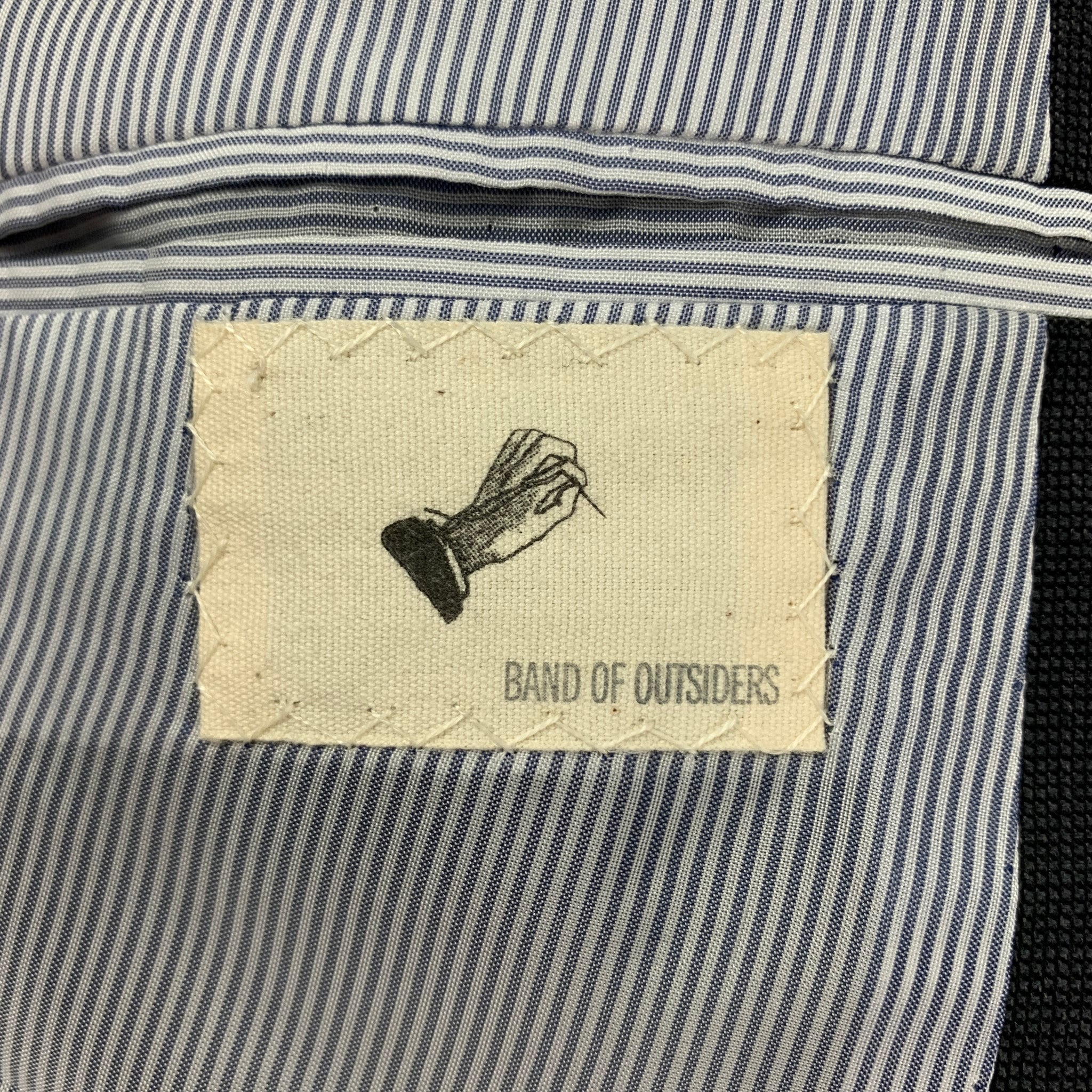 BAND OF OUTSIDERS Size 38 Charcoal Black Grid Wool Notch Lapel Sport Coat - Image 7