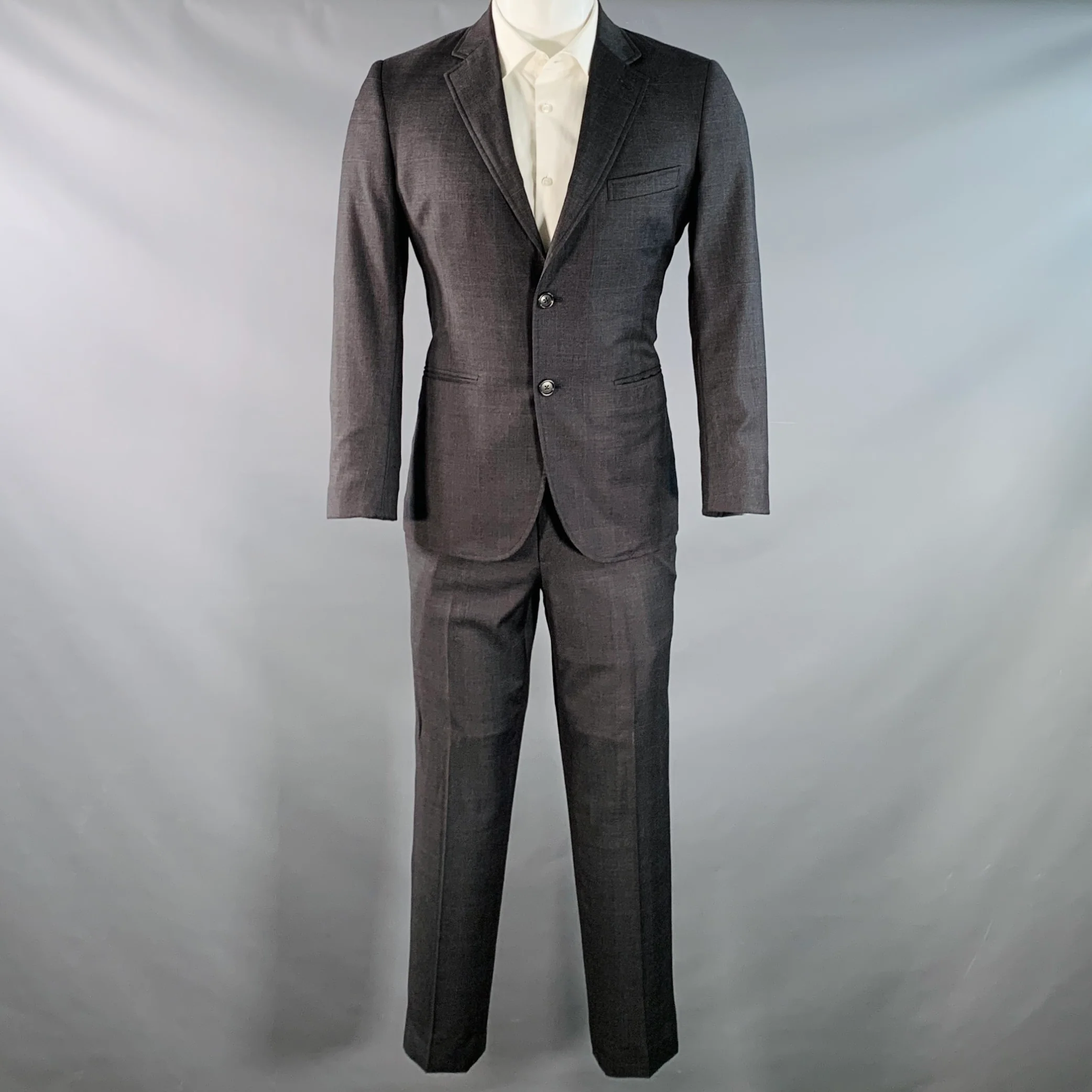BAND OF OUTSIDERS Size 38 Regular Charcoal Grey Blue Glenplaid Wool Suit - Image 2