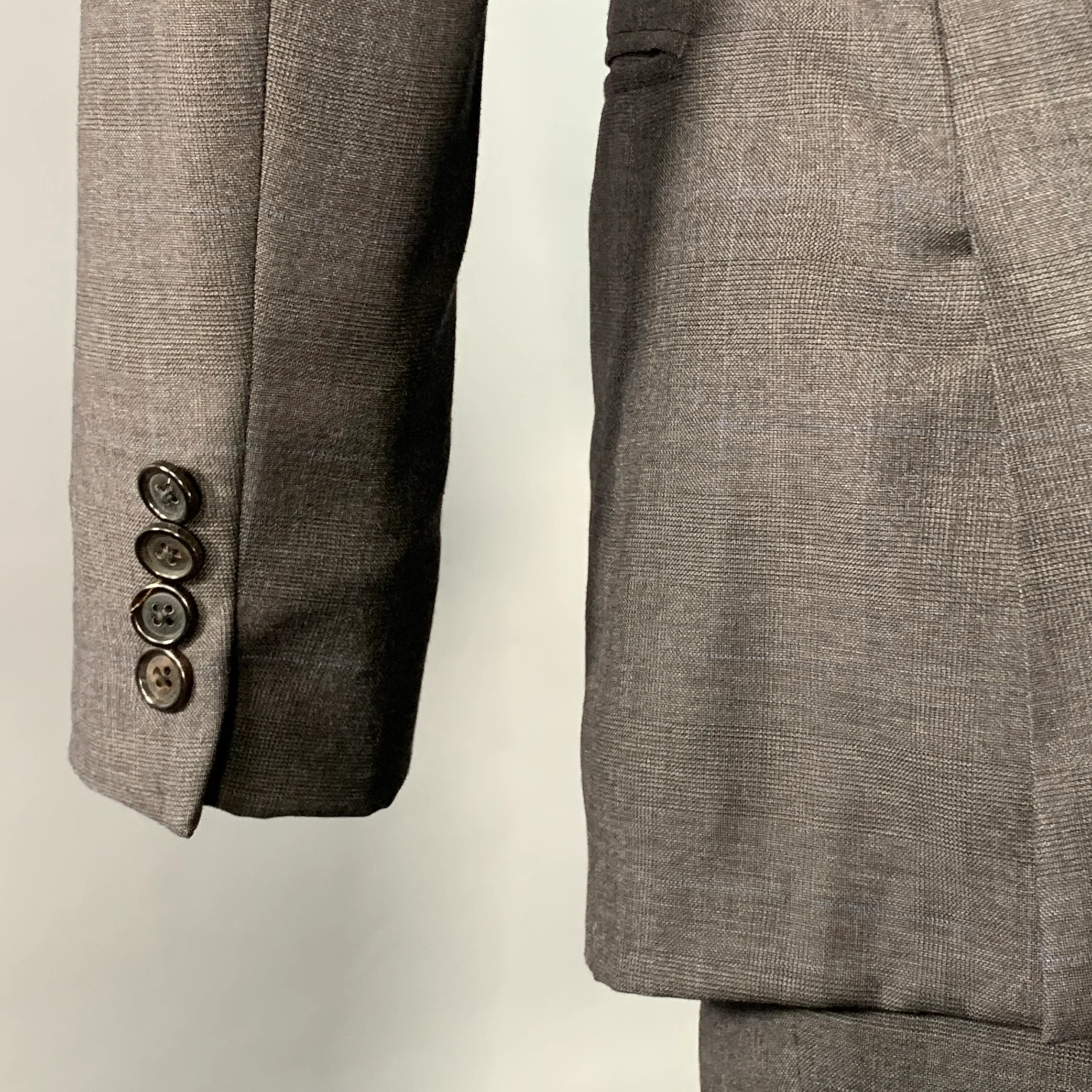 BAND OF OUTSIDERS Size 38 Regular Charcoal Grey Blue Glenplaid Wool Suit - Image 6