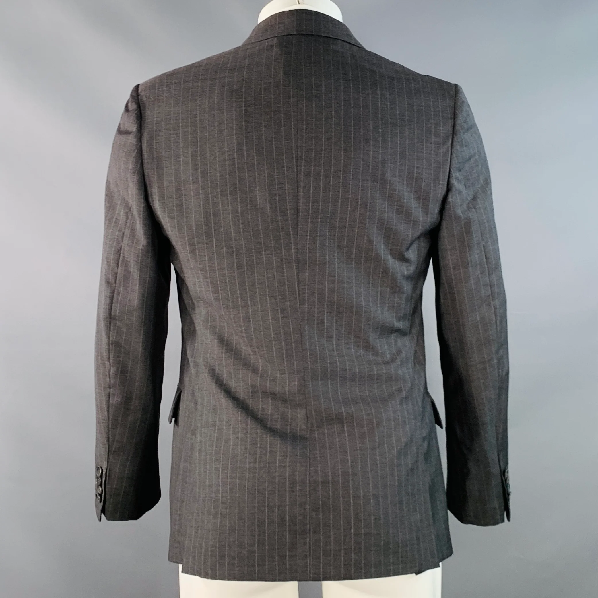 BAND OF OUTSIDERS Size 40 Grey Pinstripe Wool Single Breasted Sport Coat - Image 4