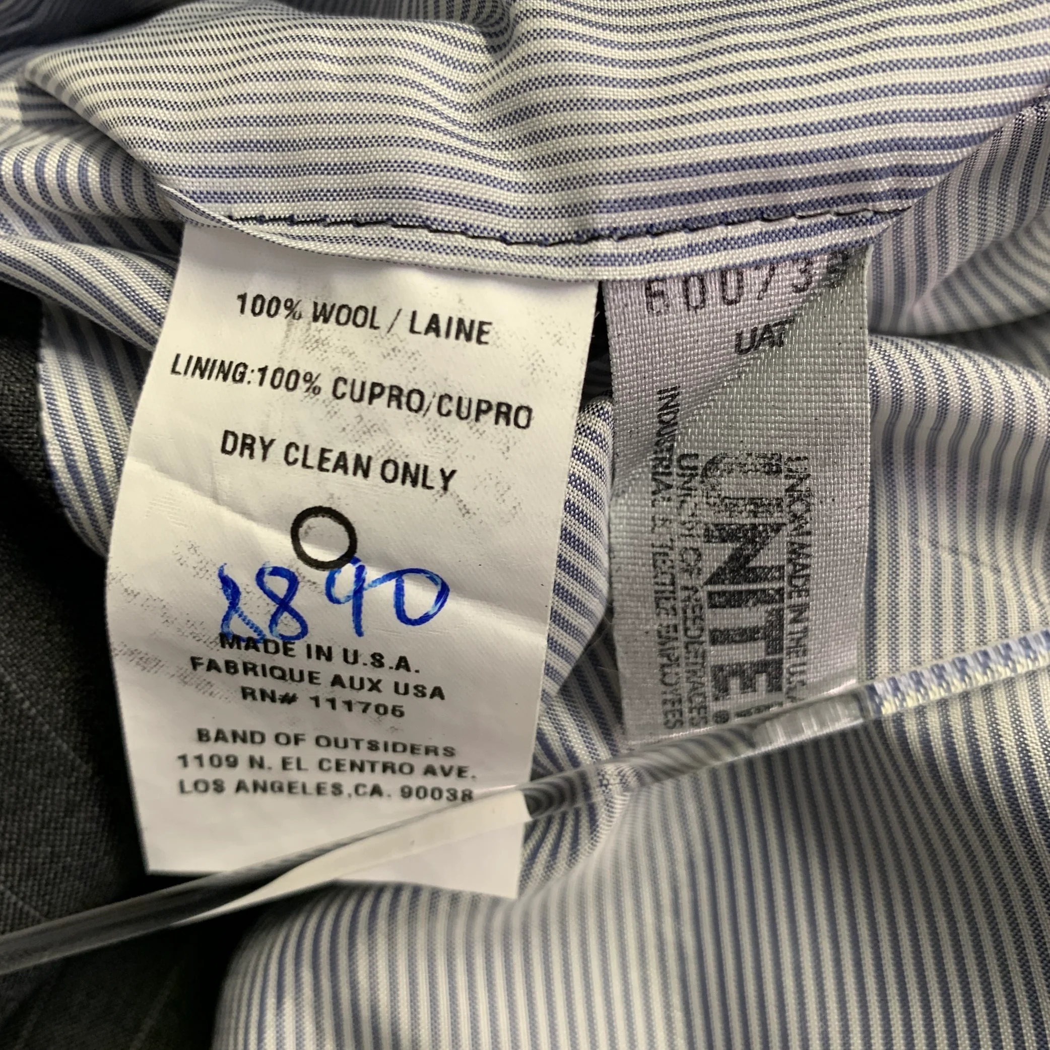 BAND OF OUTSIDERS Size 40 Grey Pinstripe Wool Single Breasted Sport Coat - Image 9