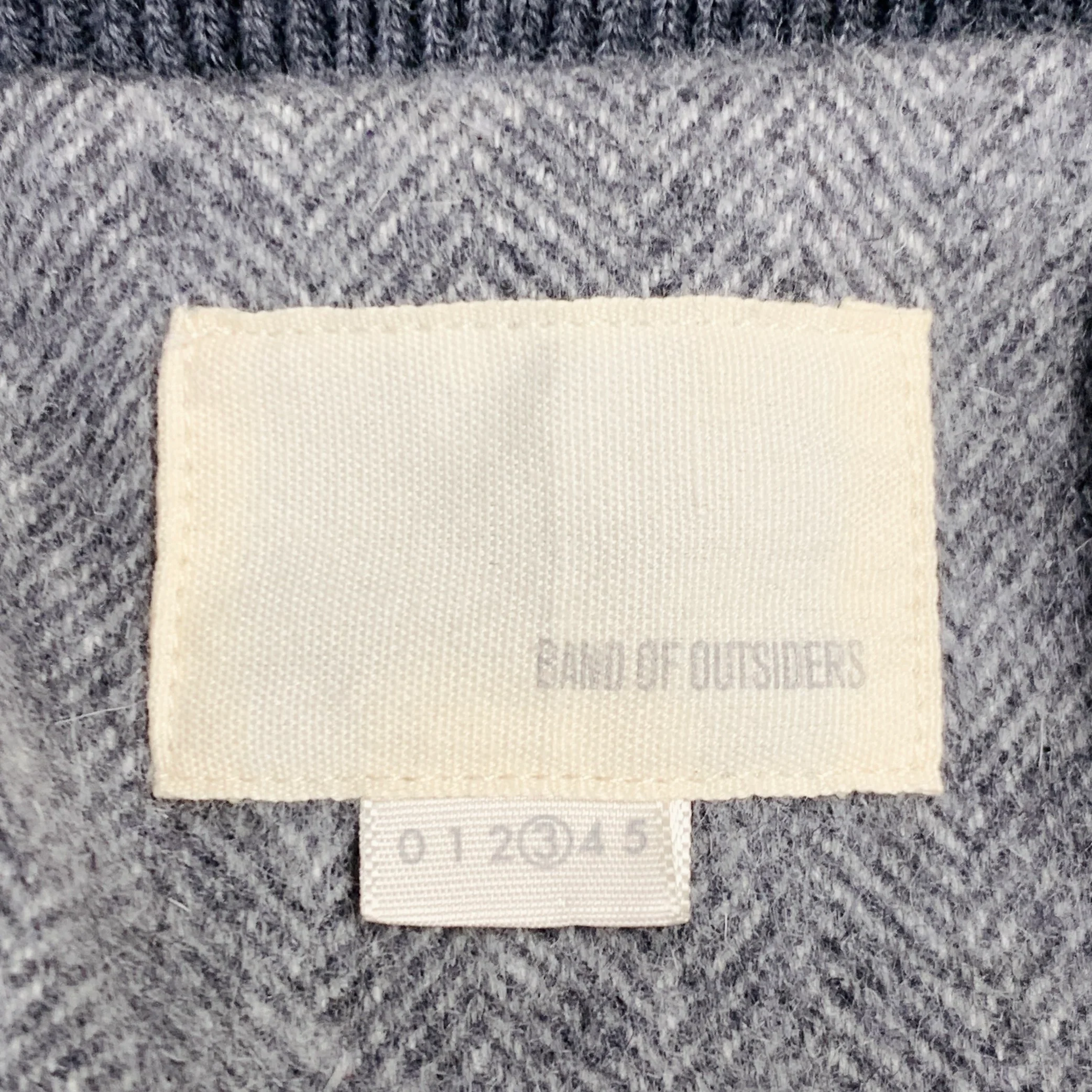 BAND OF OUTSIDERS Size L Grey Virgin Wool Mohair Herringbone Bomber Jacket - Image 5