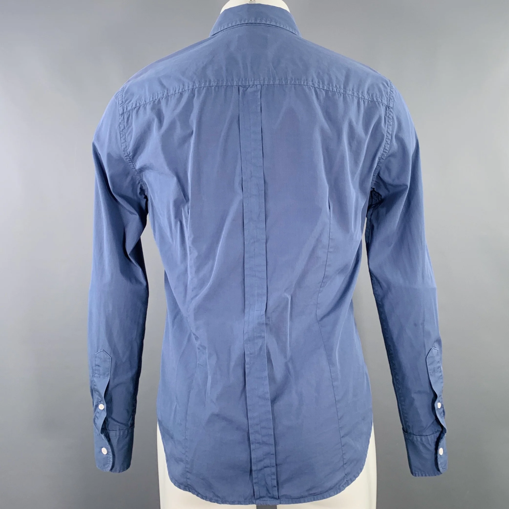 BAND OF OUTSIDERS Size M Blue Cotton One Pocket Long Sleeve Shirt - Image 4