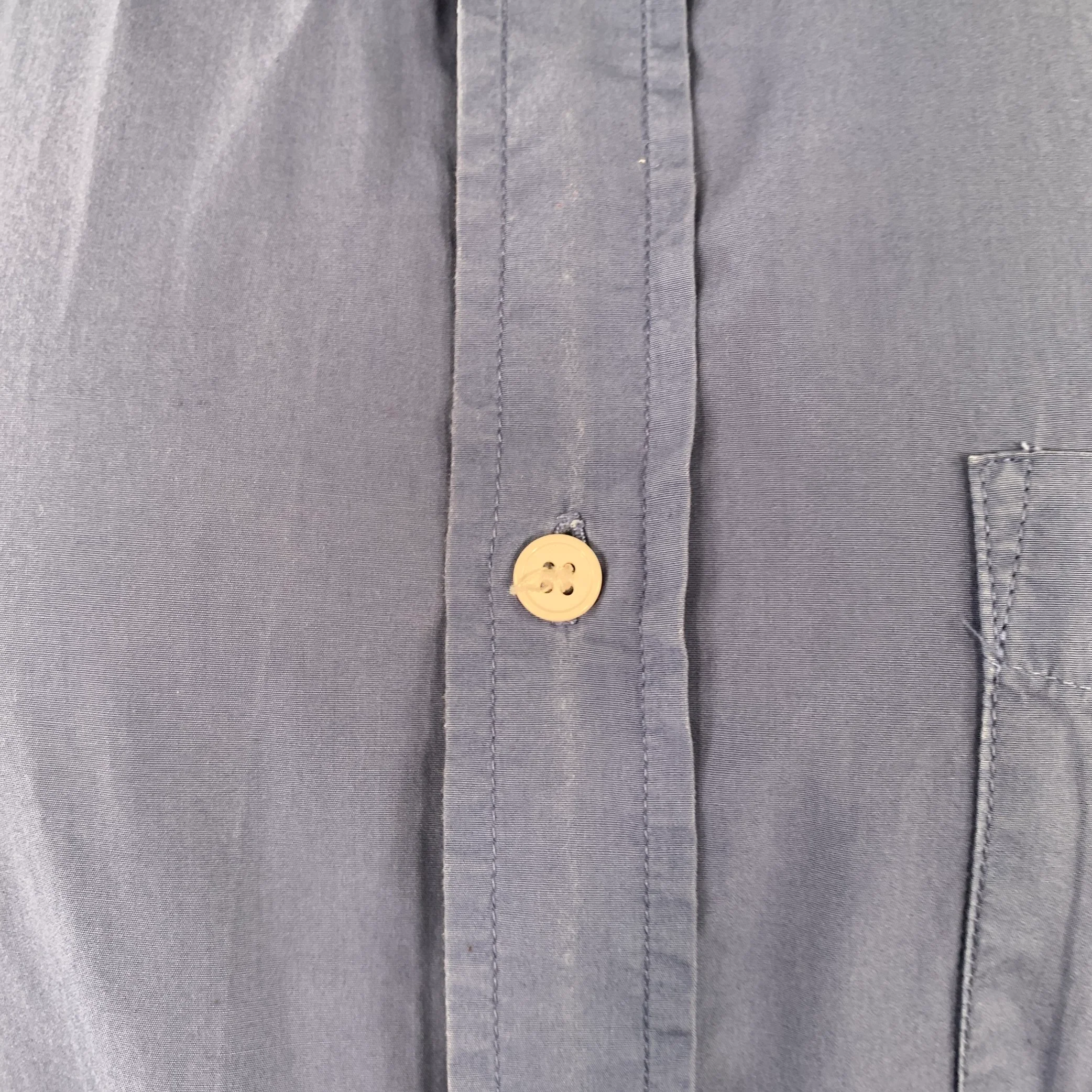 BAND OF OUTSIDERS Size M Blue Cotton One Pocket Long Sleeve Shirt - Image 7