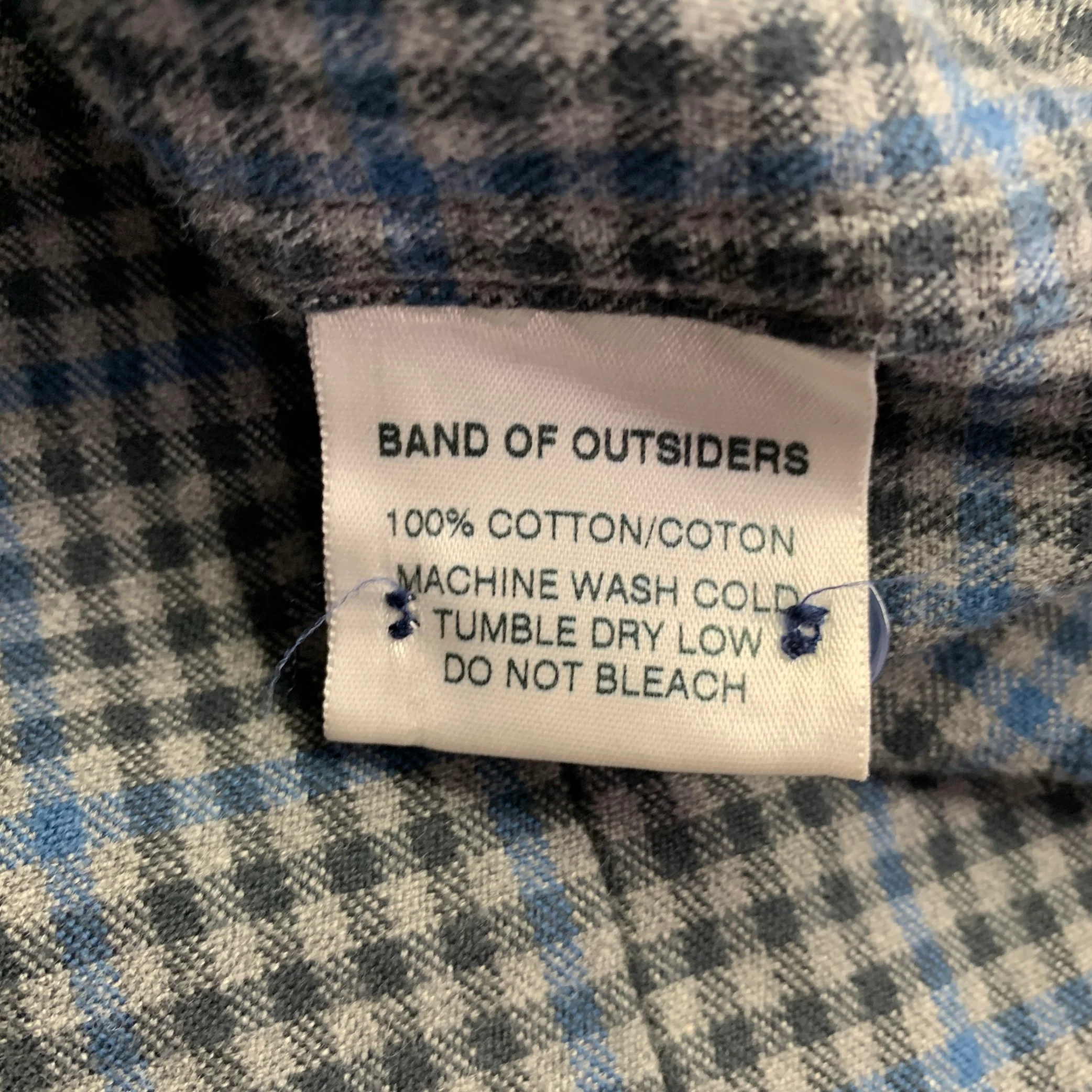 BAND OF OUTSIDERS Size M Grey Blue Plaid Cotton One Pocket Long Sleeve Shirt - Image 6