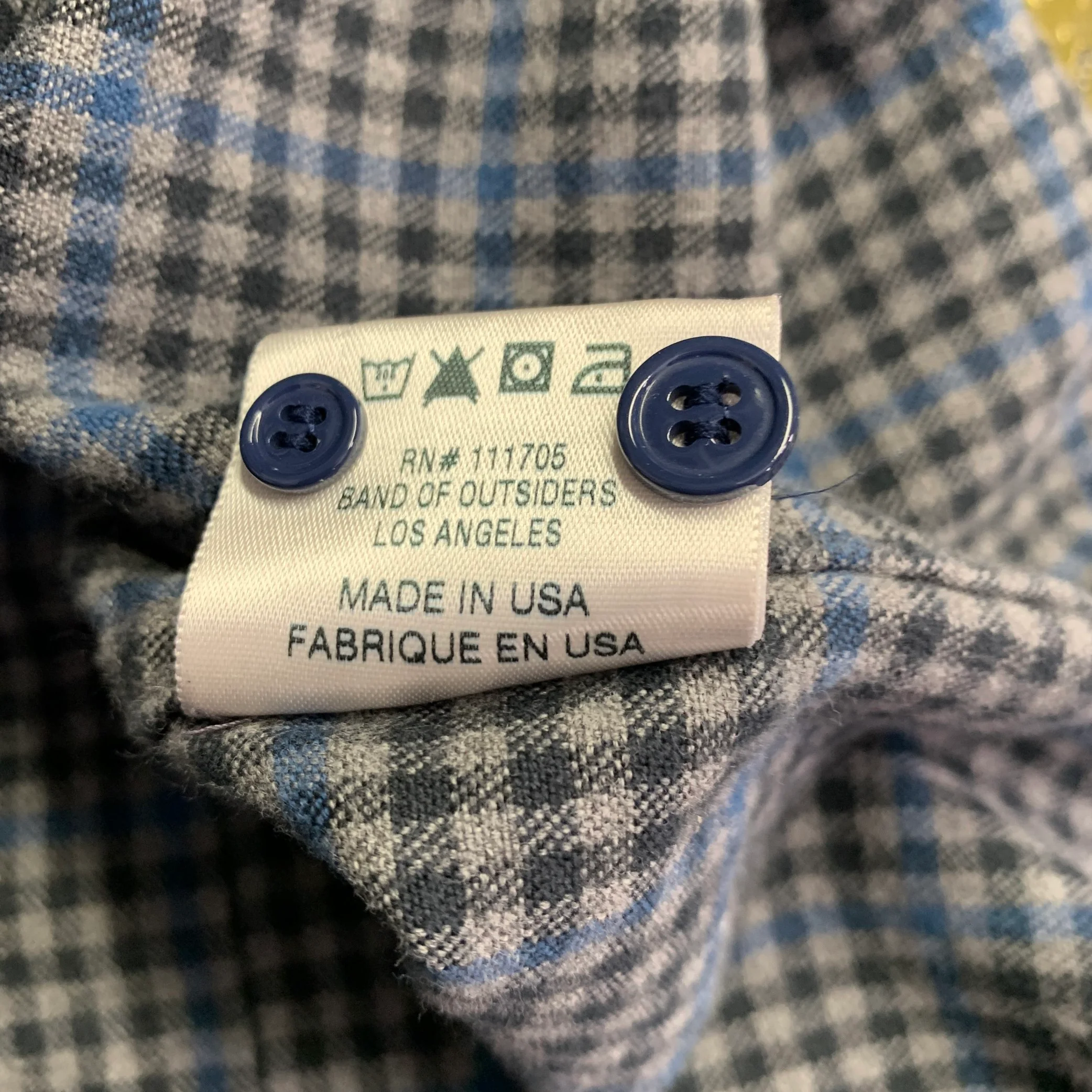 BAND OF OUTSIDERS Size M Grey Blue Plaid Cotton One Pocket Long Sleeve Shirt - Image 7