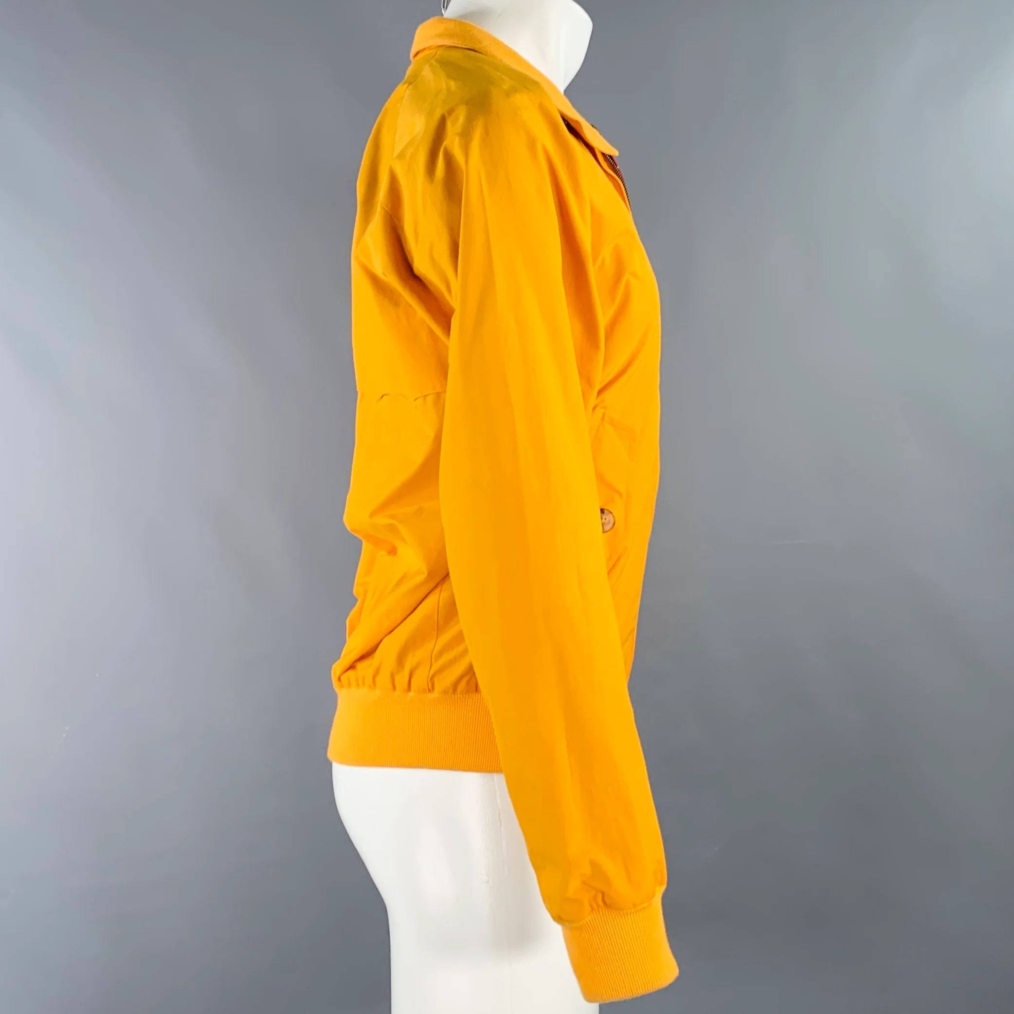BARACUTA Size 40 Yellow Cotton Blend Bomber Jacket - Image 2