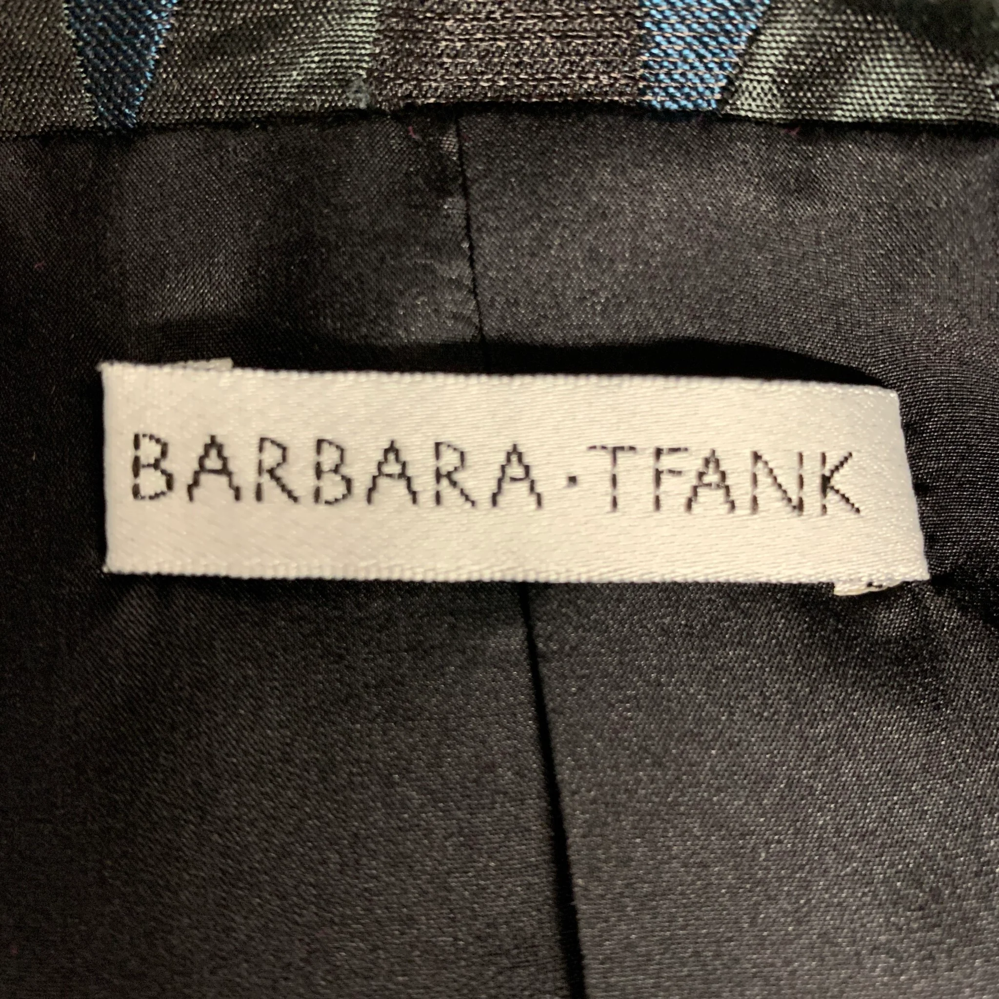 BARBARA TFANK Size 4 Black Blue Jacquard Cropped Jacket - Image 5