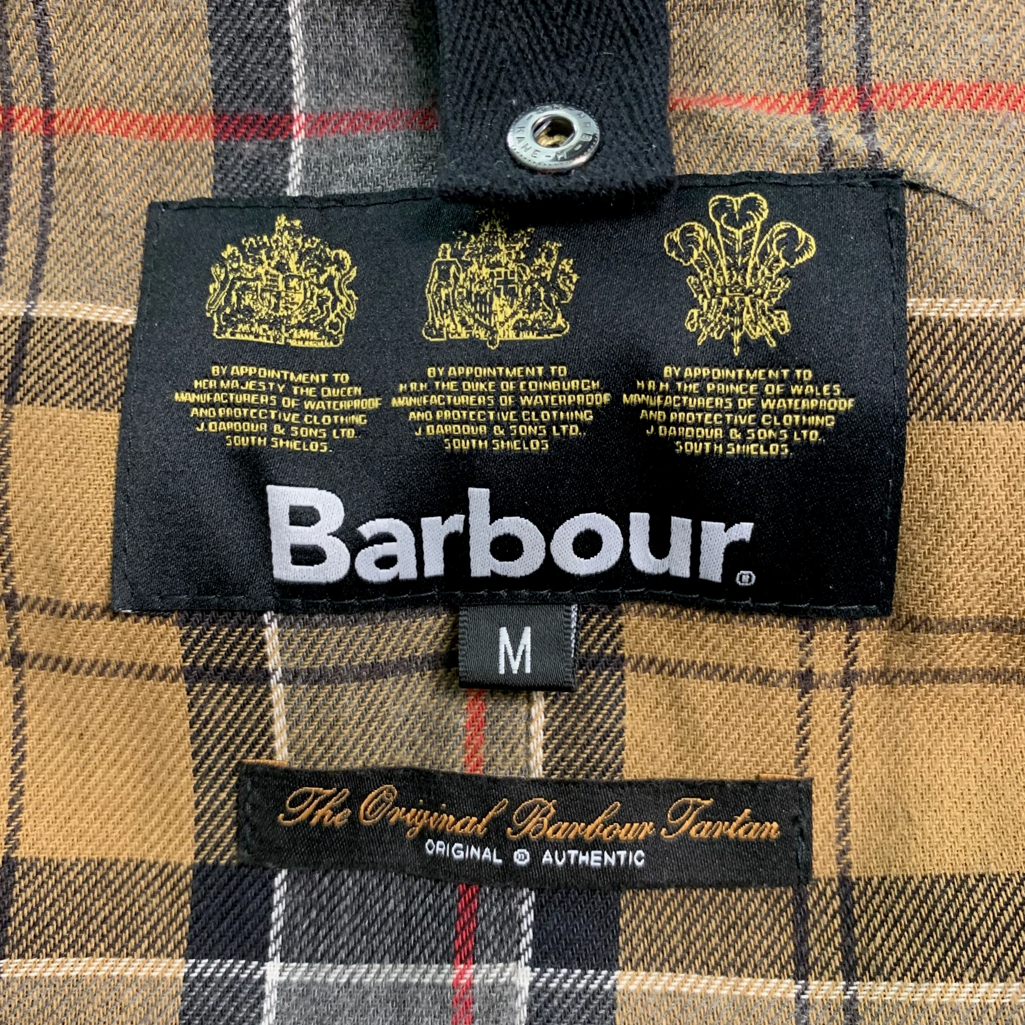 BARBOUR Size M Black Cotton Zip & Snaps Jacket - Image 4