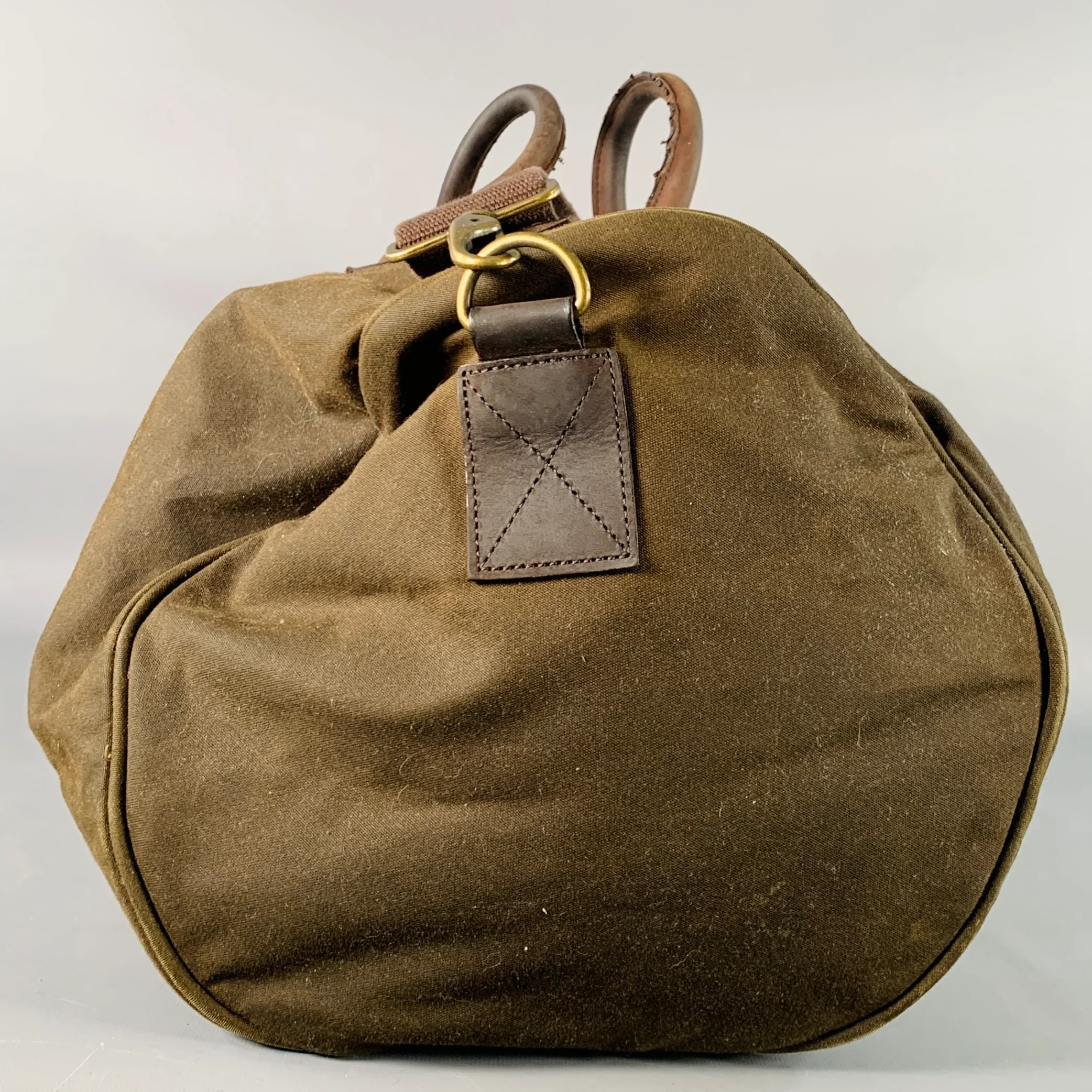 BARBOUR Wax Holdall Brown Olive Waxed Cotton Duffle Bag - Image 3