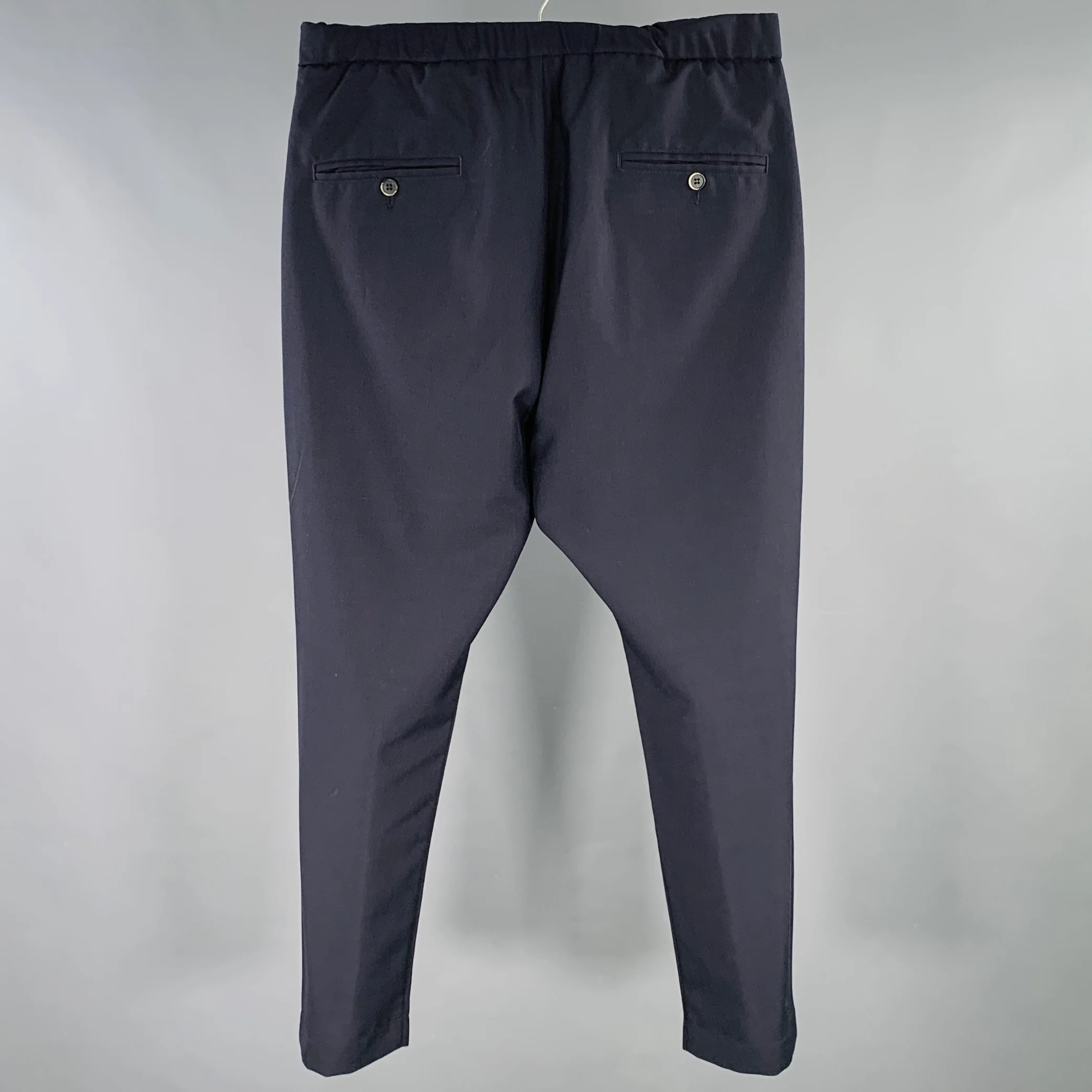 BARENA Size 30 Navy Wool Cotton Drawstring Casual Pants - Image 2