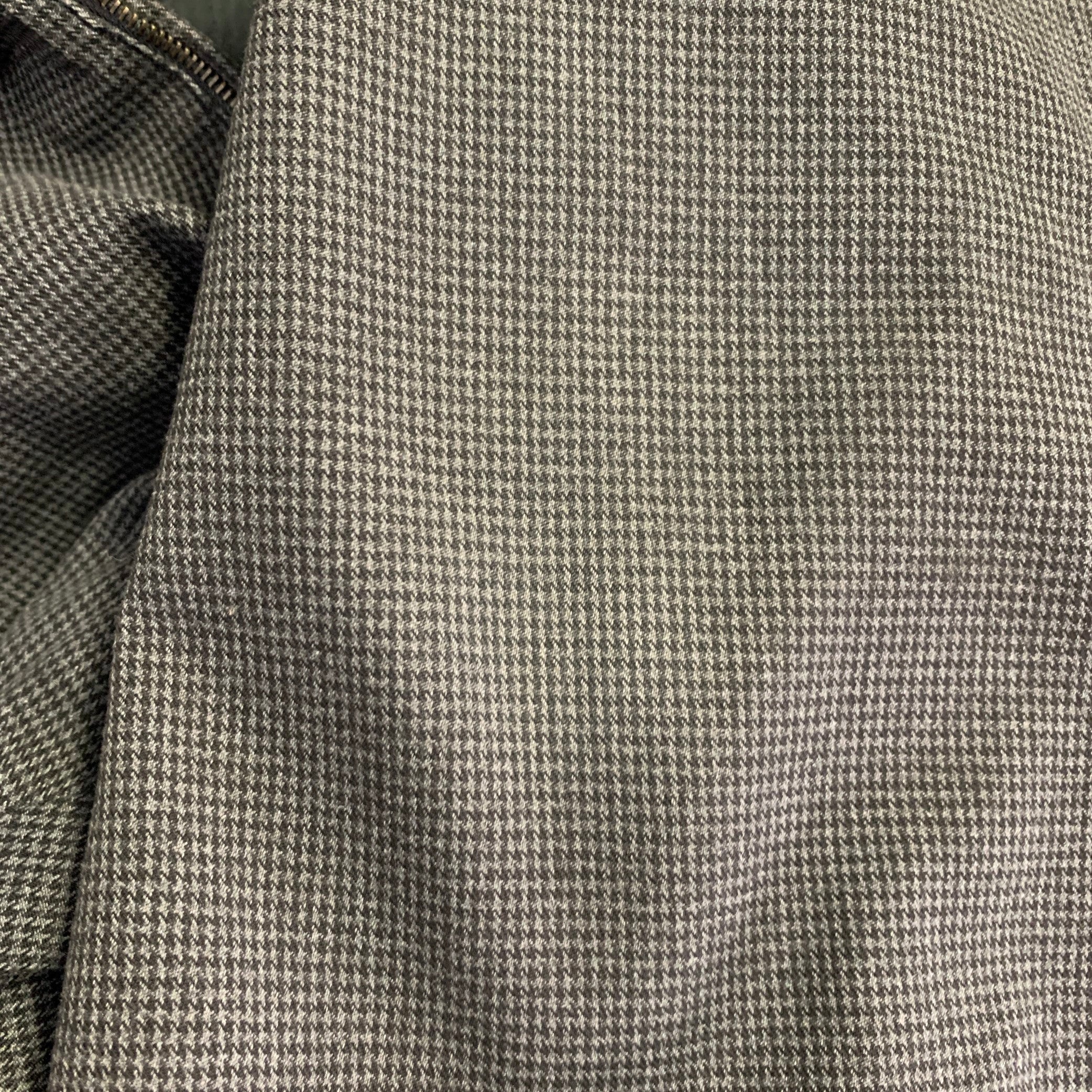 BARENA Size 35 Grey Black Houndstooth Cotton Blend Cuffed Dress Pants - Image 9