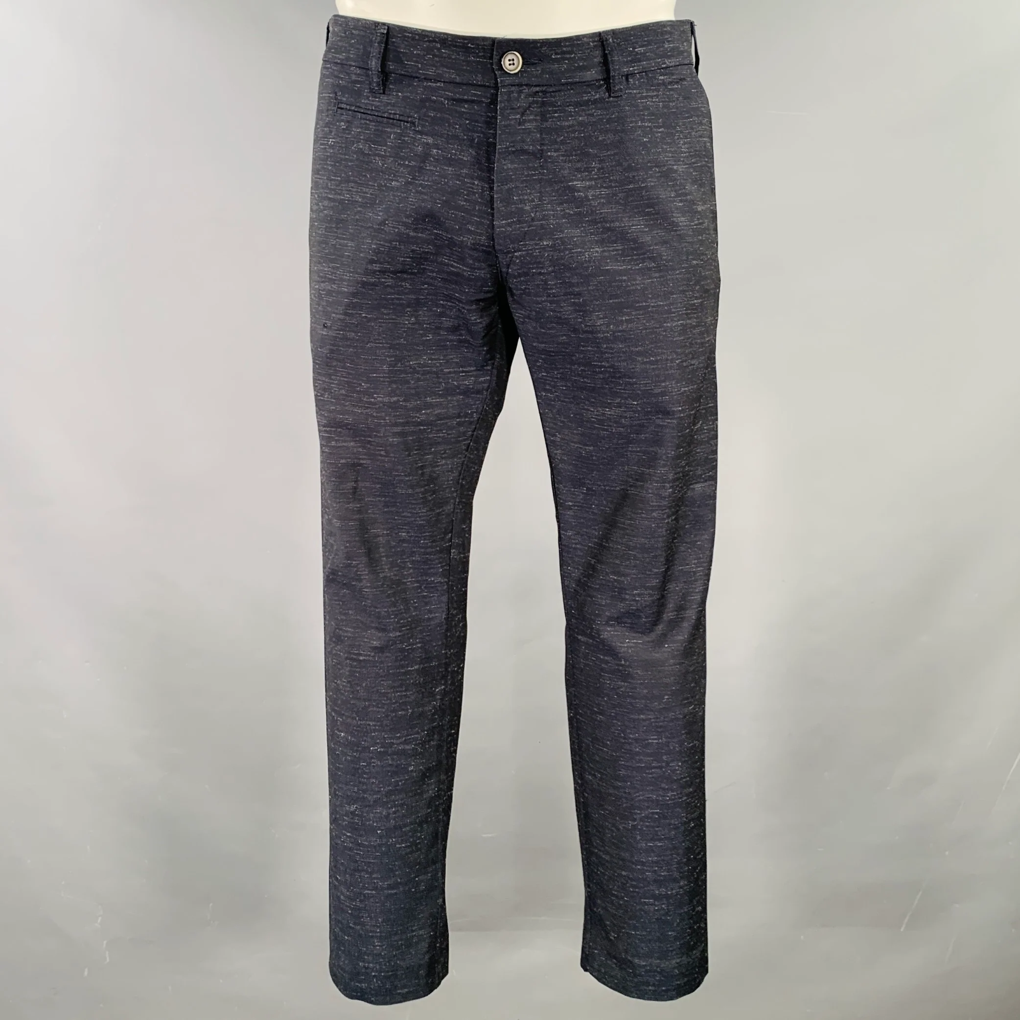 BARENA Size 34 Navy Heather Virgin Wool Flat Front Casual Pants