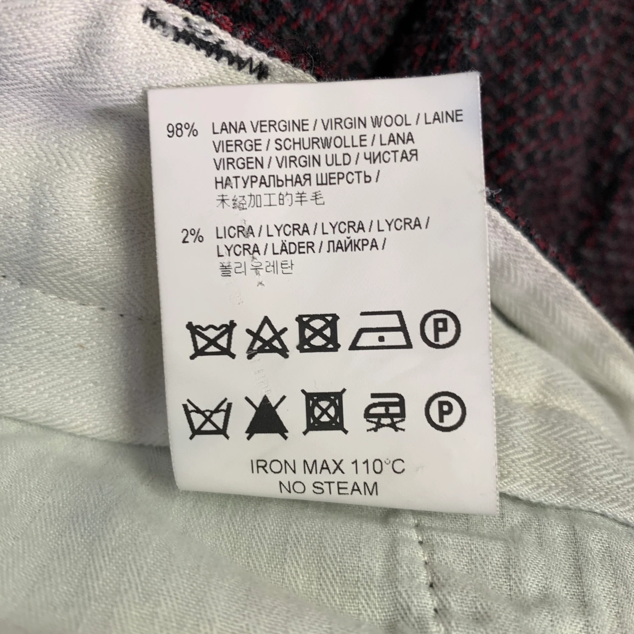 BARENA Size 36 Black Red Woven Virgin Wool Blend Zip Fly Casual Pants - Image 7