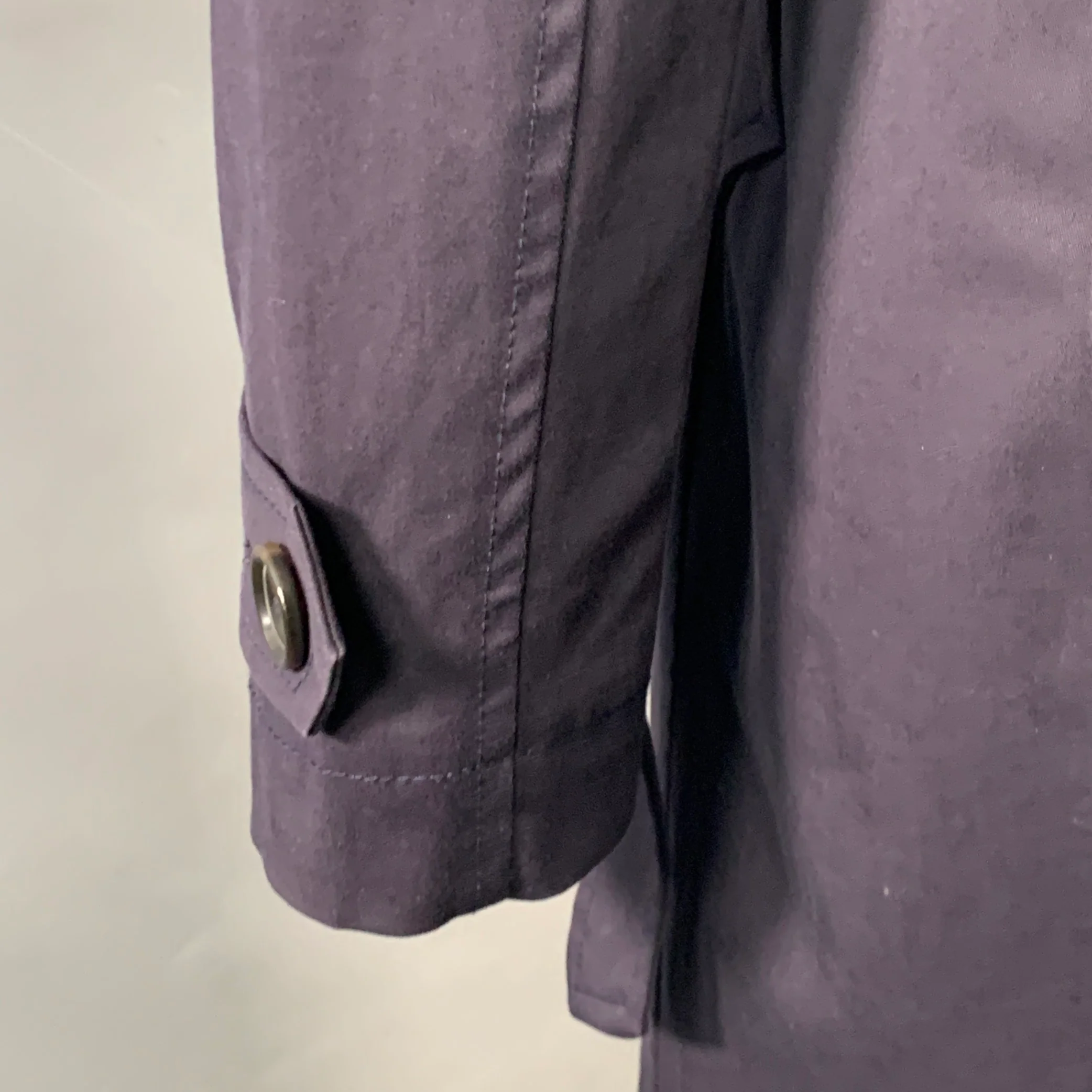 BARNEY'S CO-OP Size 2 Navy Cotton Blend Double Breasted Belted Coat - Image 5