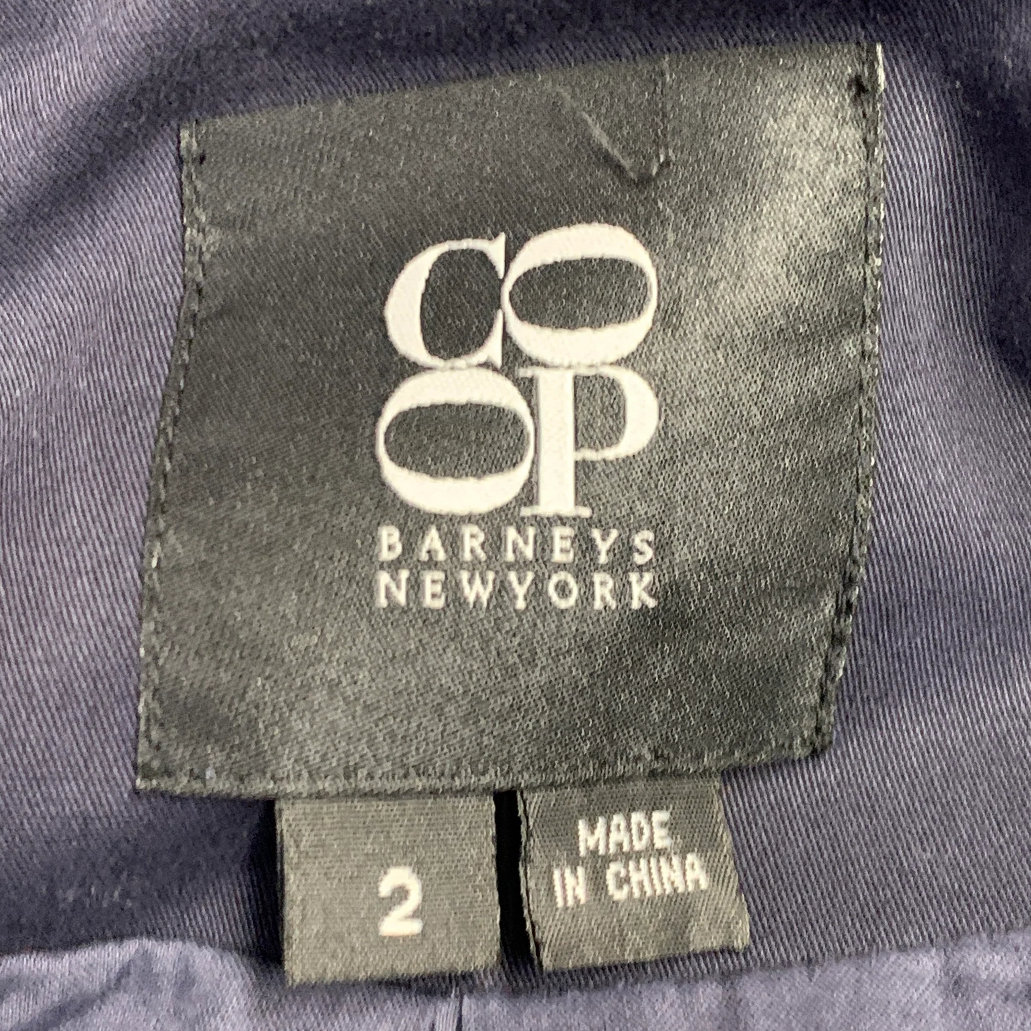 BARNEY'S CO-OP Size 2 Navy Cotton Blend Double Breasted Belted Coat - Image 6