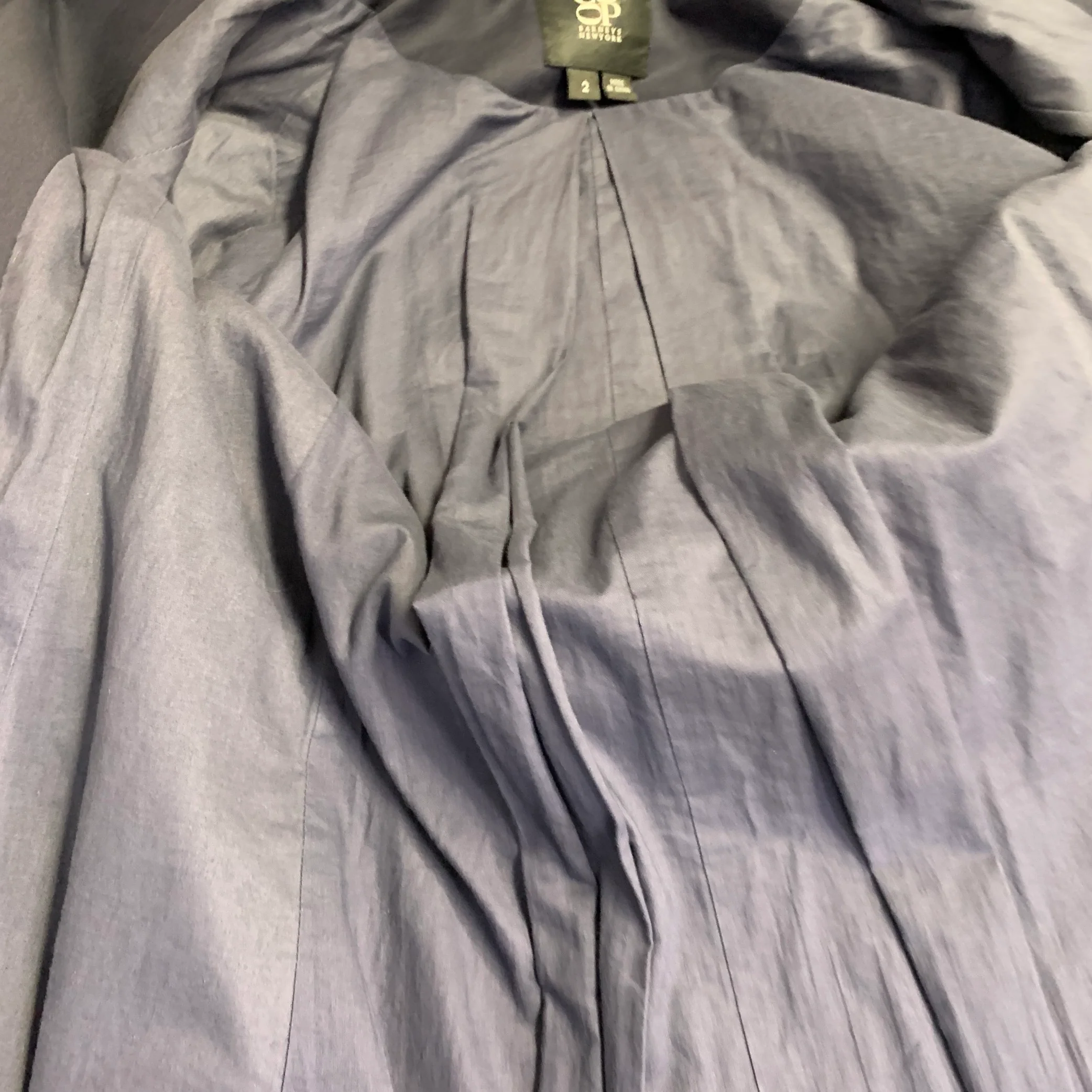 BARNEY'S CO-OP Size 2 Navy Cotton Blend Double Breasted Belted Coat - Image 7
